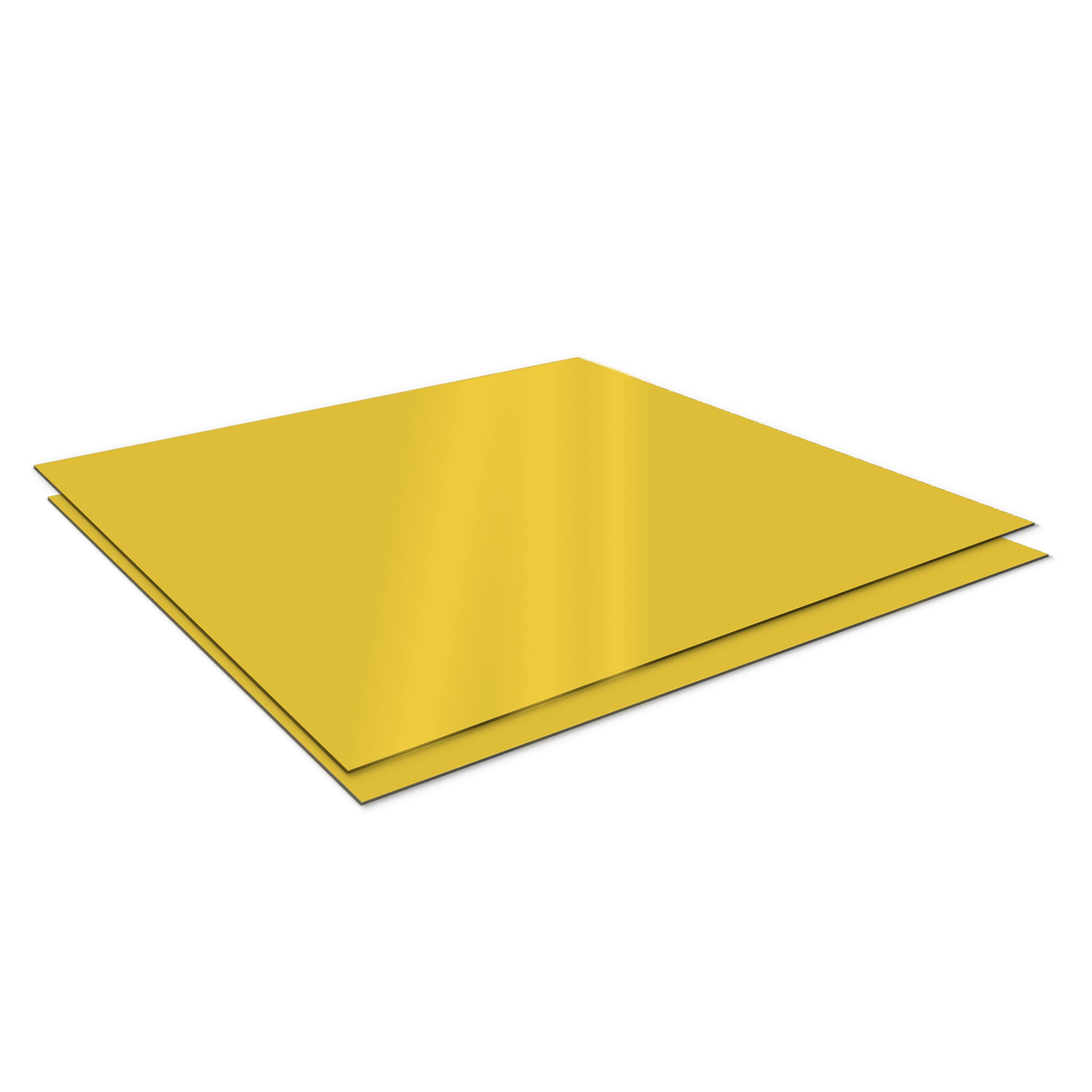 Premium Gold Acrylic Mirror Sheets - Shatterproof Plexiglass (2 Pack, 8.5