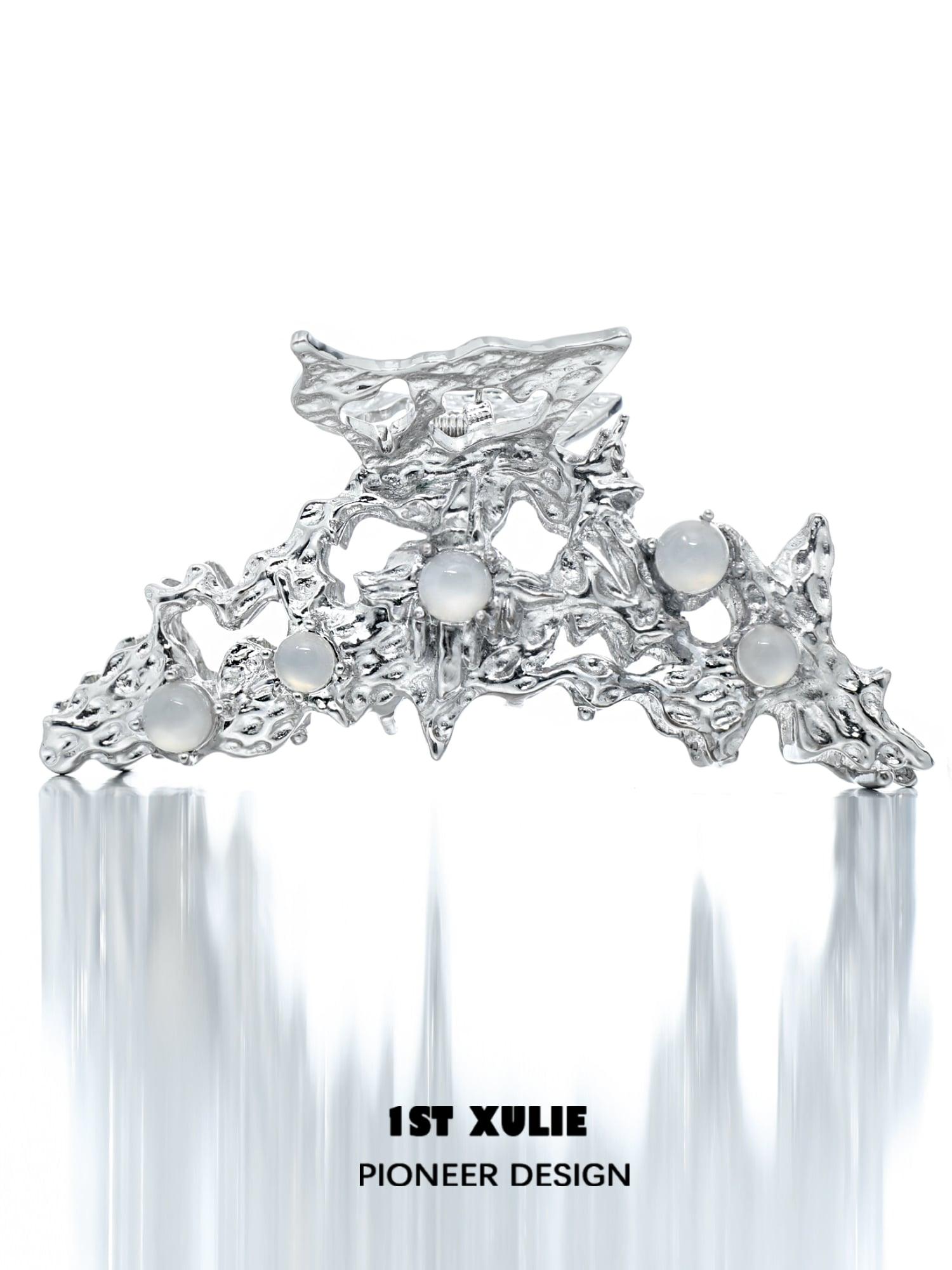 24K Gold & 18K Platinum Plated Natural White Agate Hair Clip - Elegant Hair Accessory for Women | Perfect for Weddings, Parties & Special Occasions