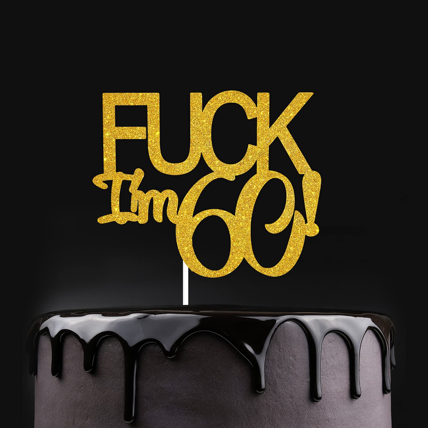 60th Birthday Cake Topper for Men - Gold Glitter Happy 60th Birthday Decorations - Cheers to 60 Years - Perfect for Retirement Parties & Milestone Celebrations