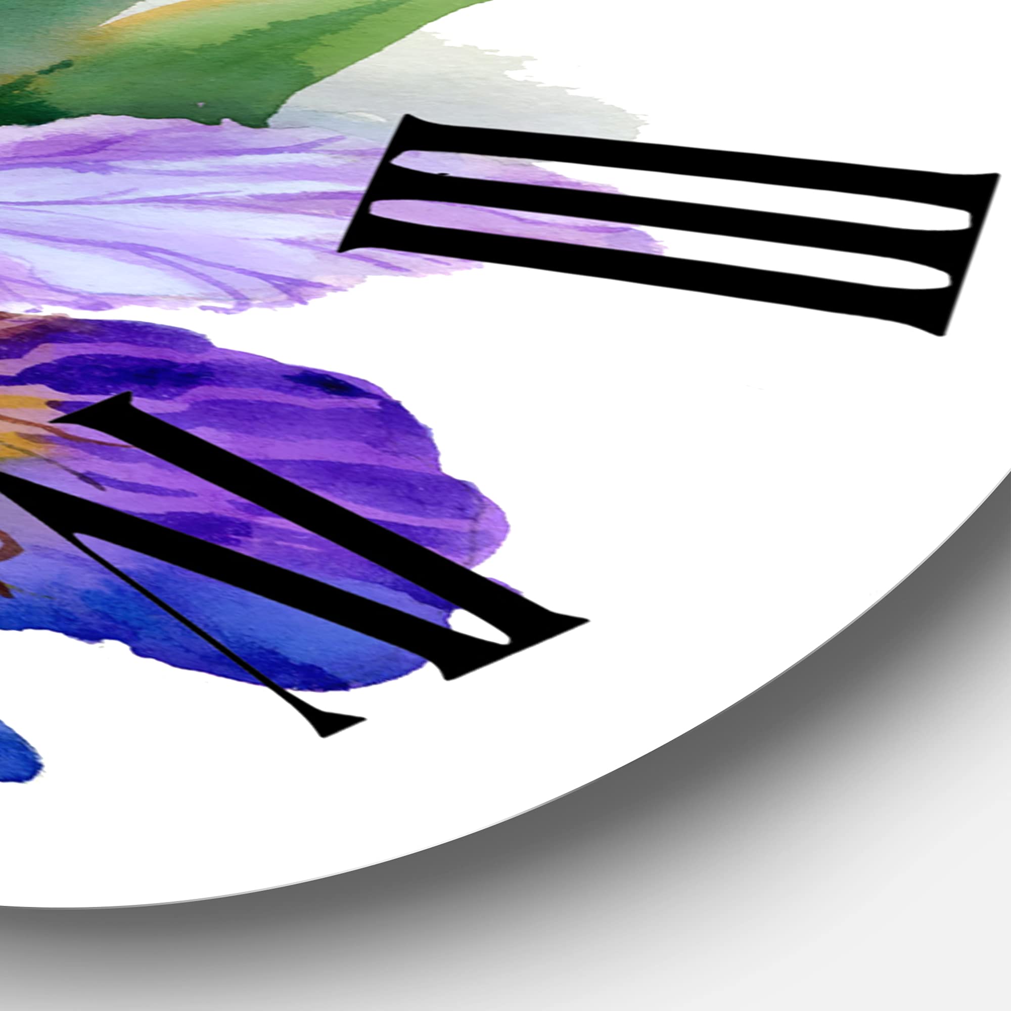 Large Purple Iris with Birds Wall Clock - Floral & Botanical Decor for Living Room, Bedroom, Office | Silent Non-Ticking Modern Home Décor