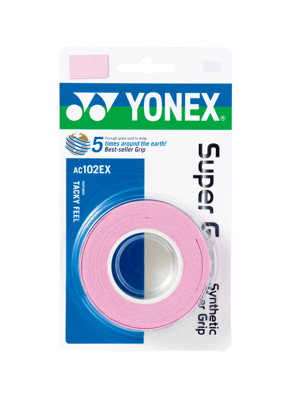 Yonex AC102EX 3 Super Grap Badminton Grip - 3 Wraps | Premium Sweat Absorbent Overgrip for Badminton, Tennis & Squash Rackets | Improves Comfort & Control During Play