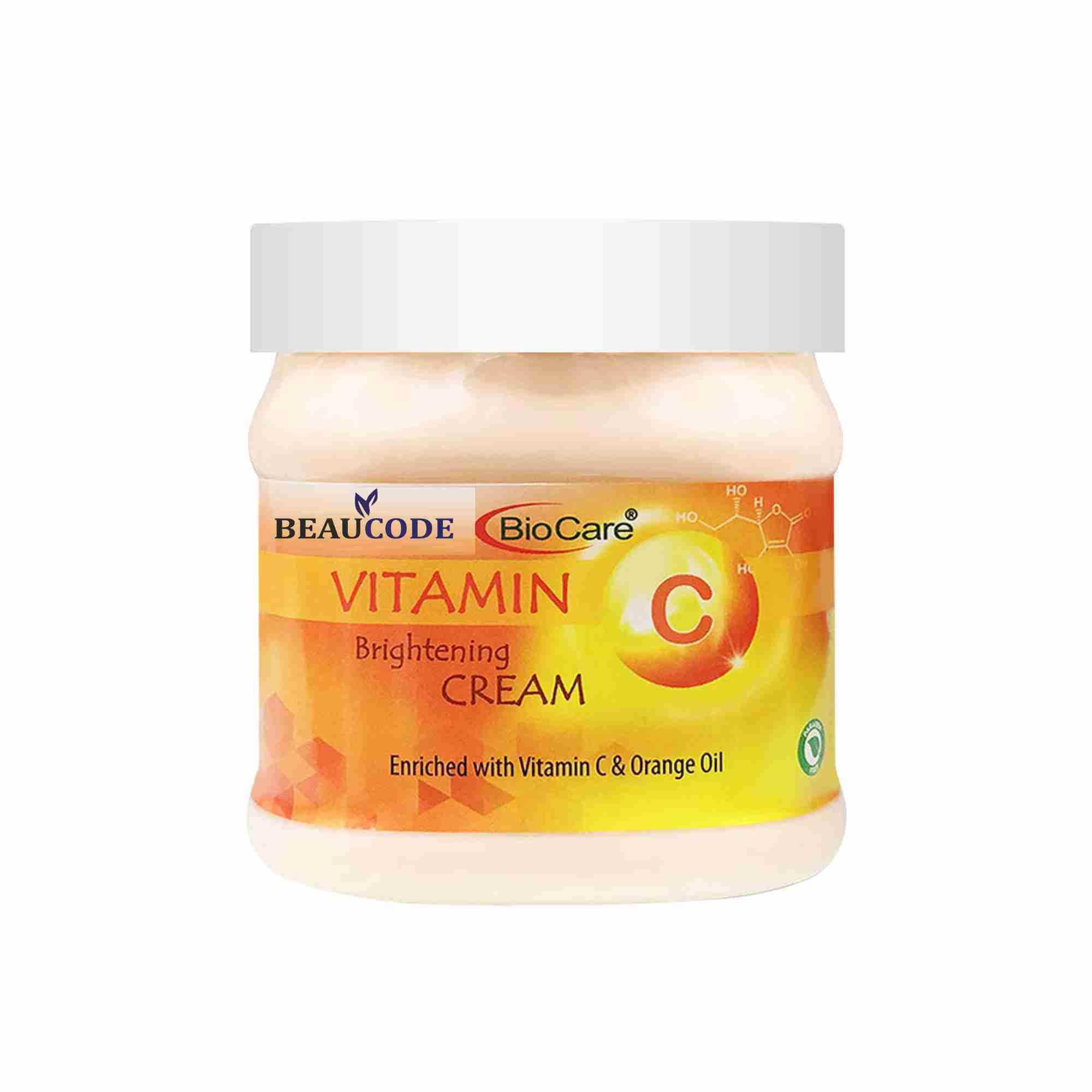 Beaucode Biocare Vitamin C Brightening Face Cream for All Skin Types - Brightens & Evens Skin Tone | 250g Anti-Aging Moisturizer for Men & Women | Day & Night Use for Glowing Complexion