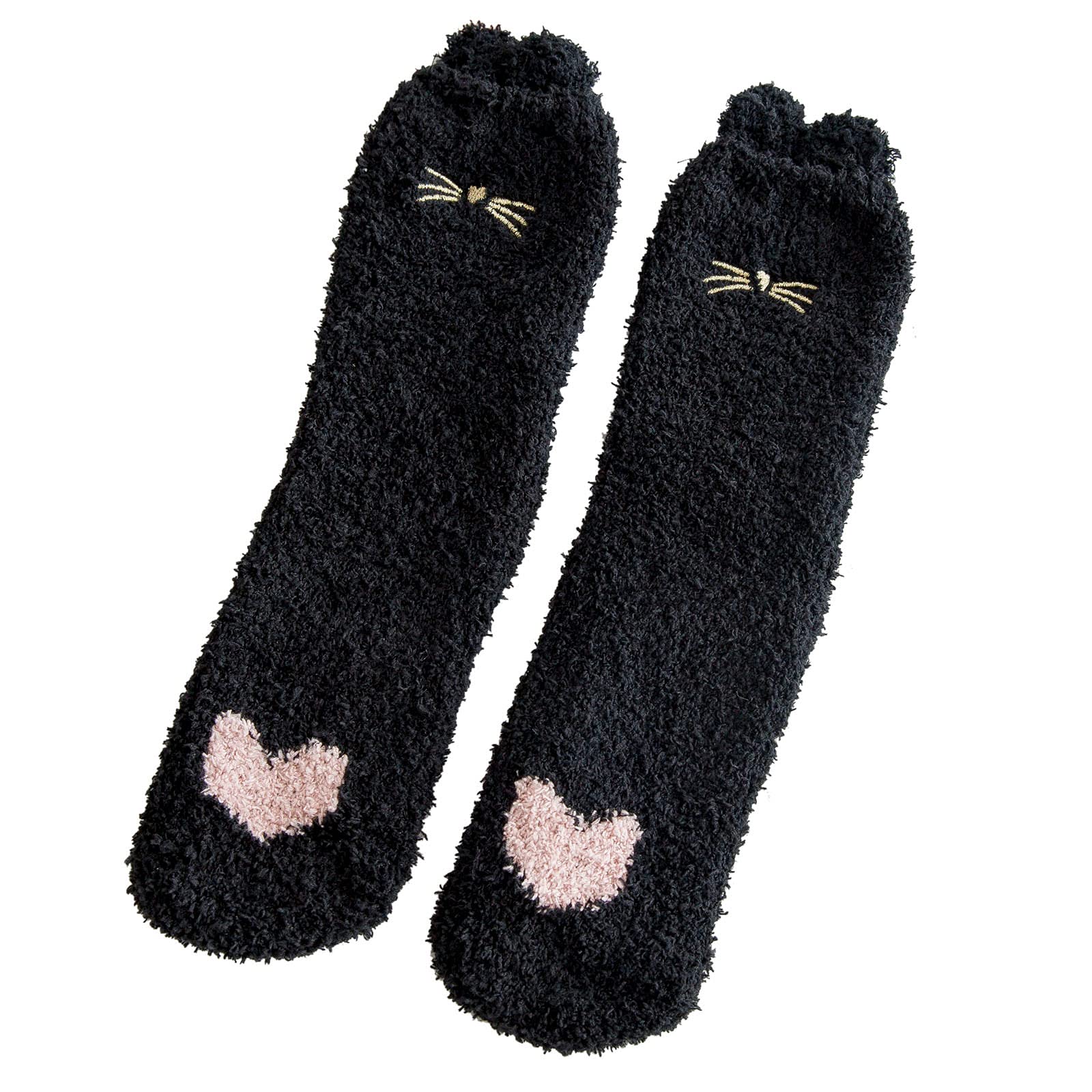 Cozy Winter Fleece Slipper Socks for Women - Soft Thick Embroidered Cartoon Fuzzy Socks - Warm Home Indoor/Outdoor Wear for Lounge, Sleep & Gift Giving