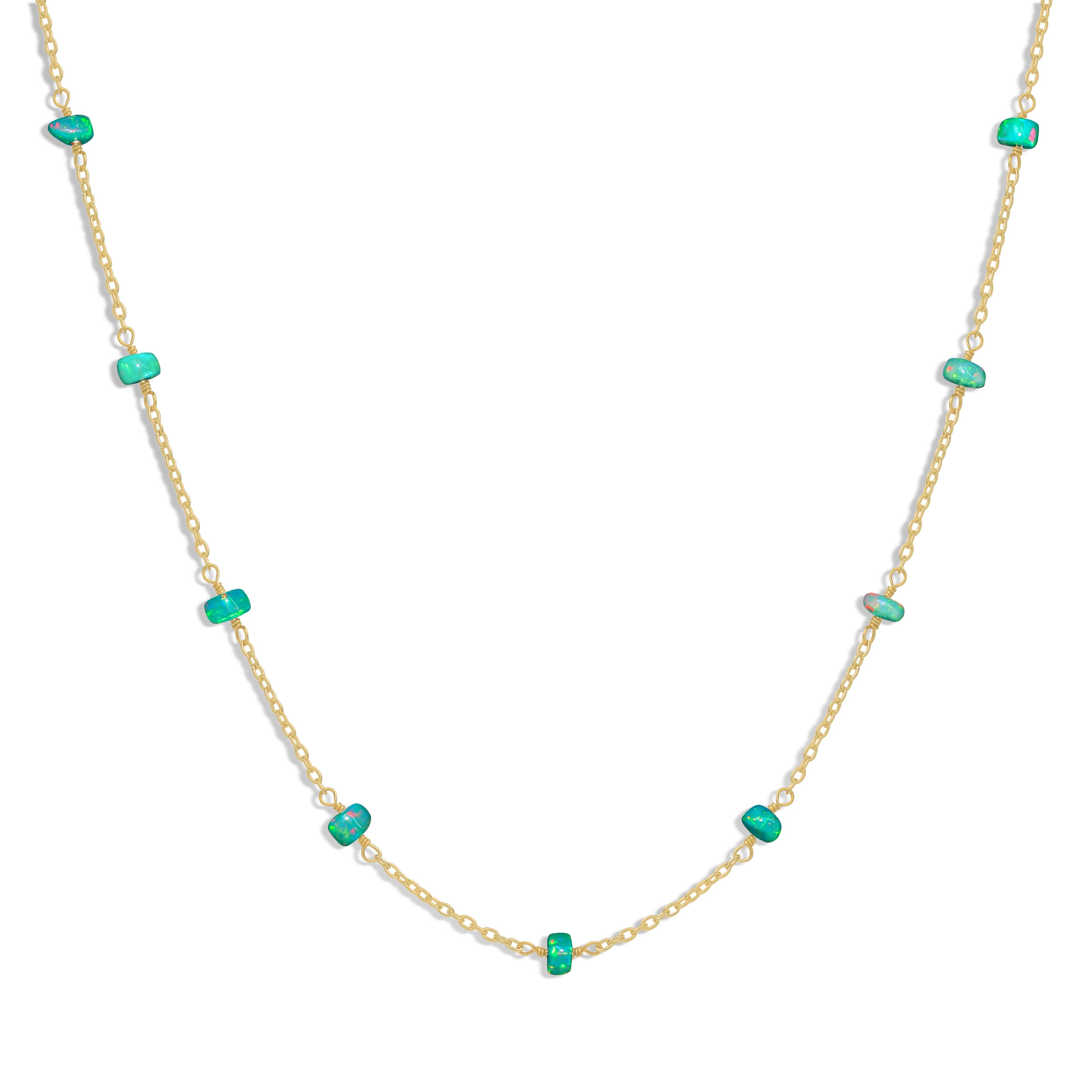 Natural Green Opal Smooth Beads Chain Necklace - Elegant Handmade Jewelry for Women | Perfect for Weddings, Parties & Everyday Wear