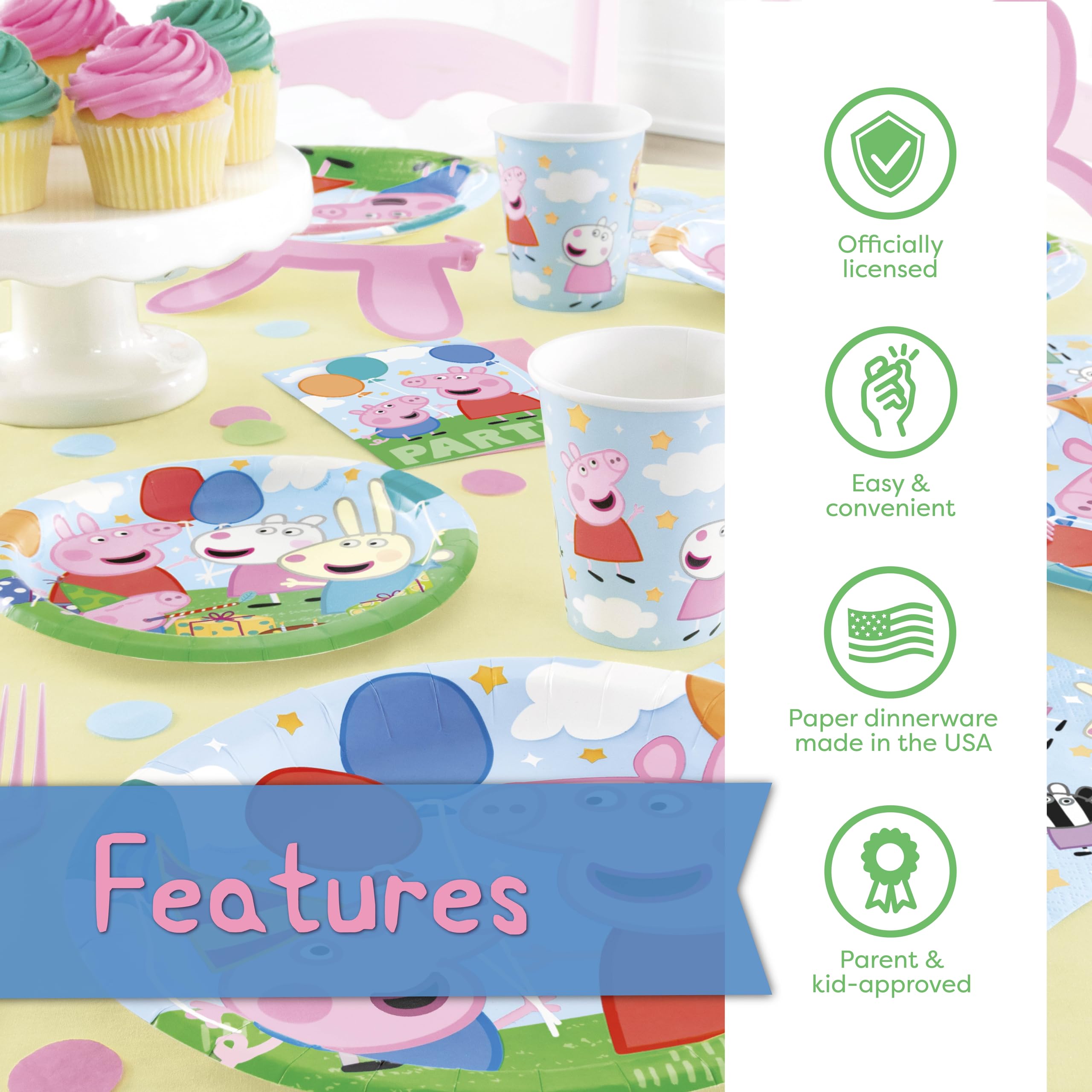 Peppa Pig Birthday Party Supplies Kit for 16 Guests - Includes Table Cover, Plates, Napkins, Cups & Stickers | Complete Party Decorations for Kids Birthday Celebration | Perfect for Themed Parties, Baby Showers & Family Gatherings