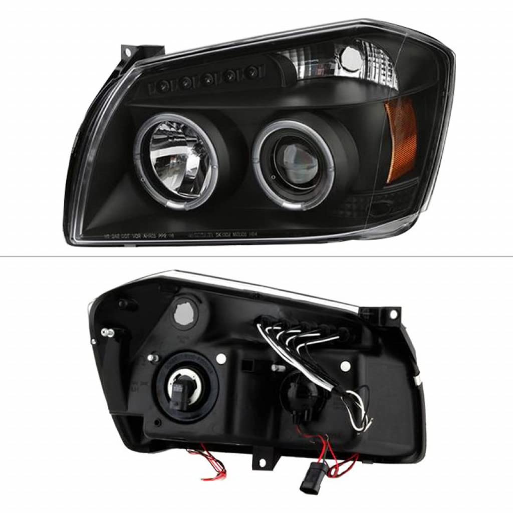 2005-2007 Dodge Magnum Spyder Projector Headlights - LED Halo Black Housing Headlamp Assembly Pair (5009876) | High Performance Lighting for Night Driving & Custom Car Upgrades