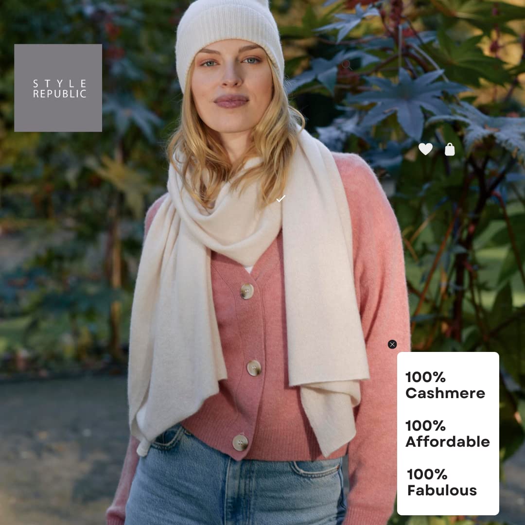 Style & Republic Women's 100% Pure Cashmere Scarf - Soft Luxury Winter Wrap for Women - Perfect for Cold Weather, Office, Travel & Gift Giving