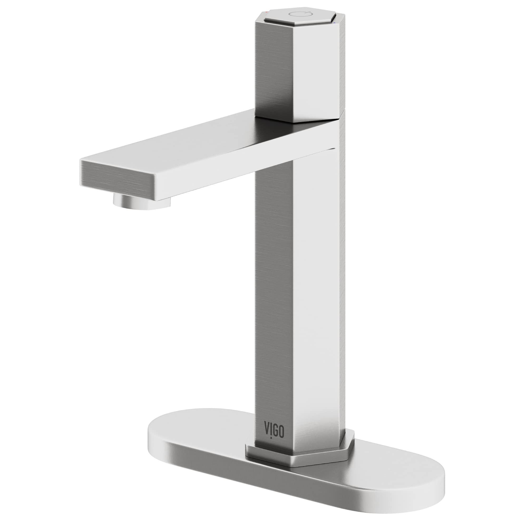 VIGO Nova 8 Inch Single Handle Bathroom Sink Faucet in Brushed Nickel - Single Hole Deck Plate Faucet for Bathroom Vanity - Perfect for Modern Home, Guest Bath & Powder Room (Model VG01053BNK1)