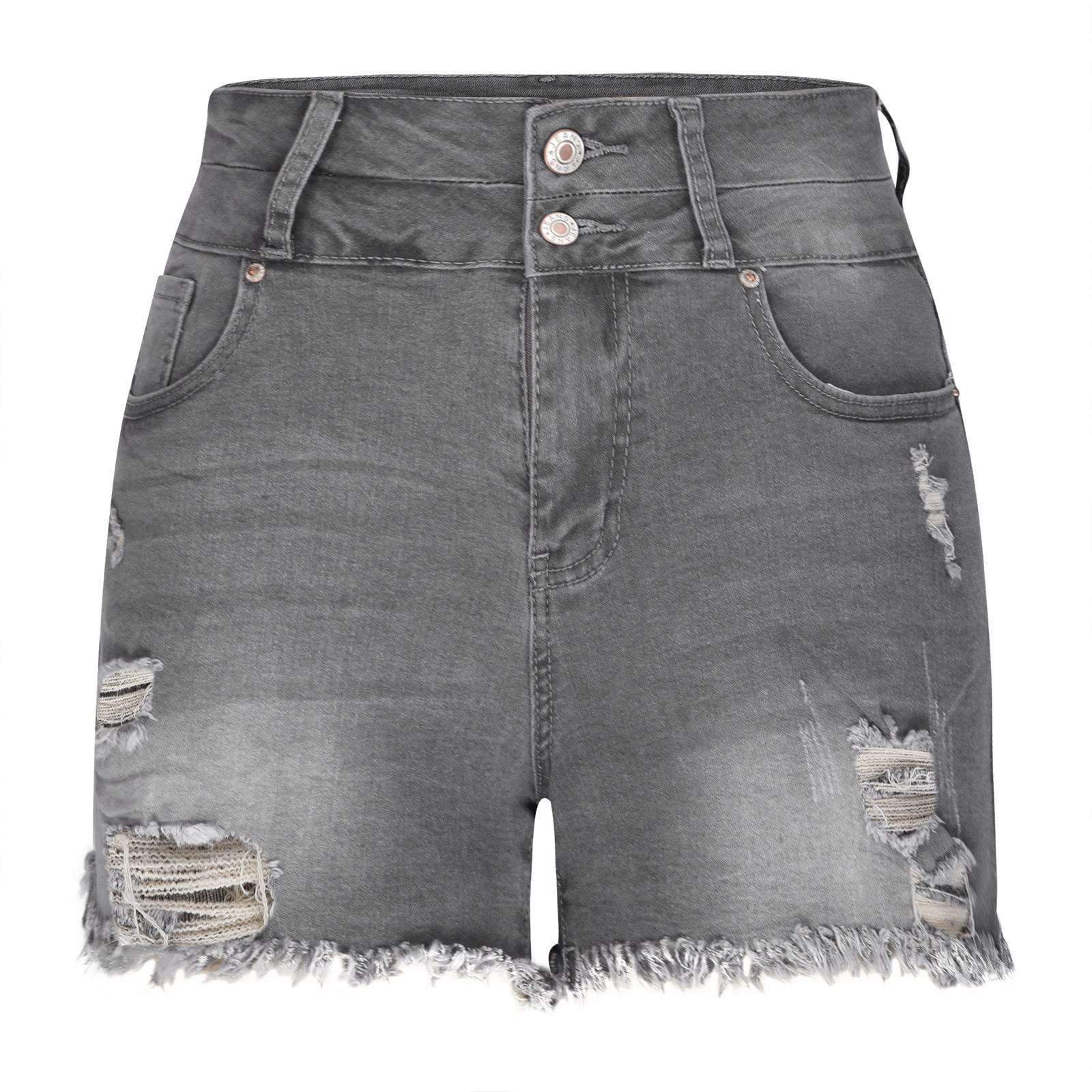 SMIDOW Women's Distressed Denim Shorts - Stretchy Cargo Shorts for Summer Workouts & Lounge Wear