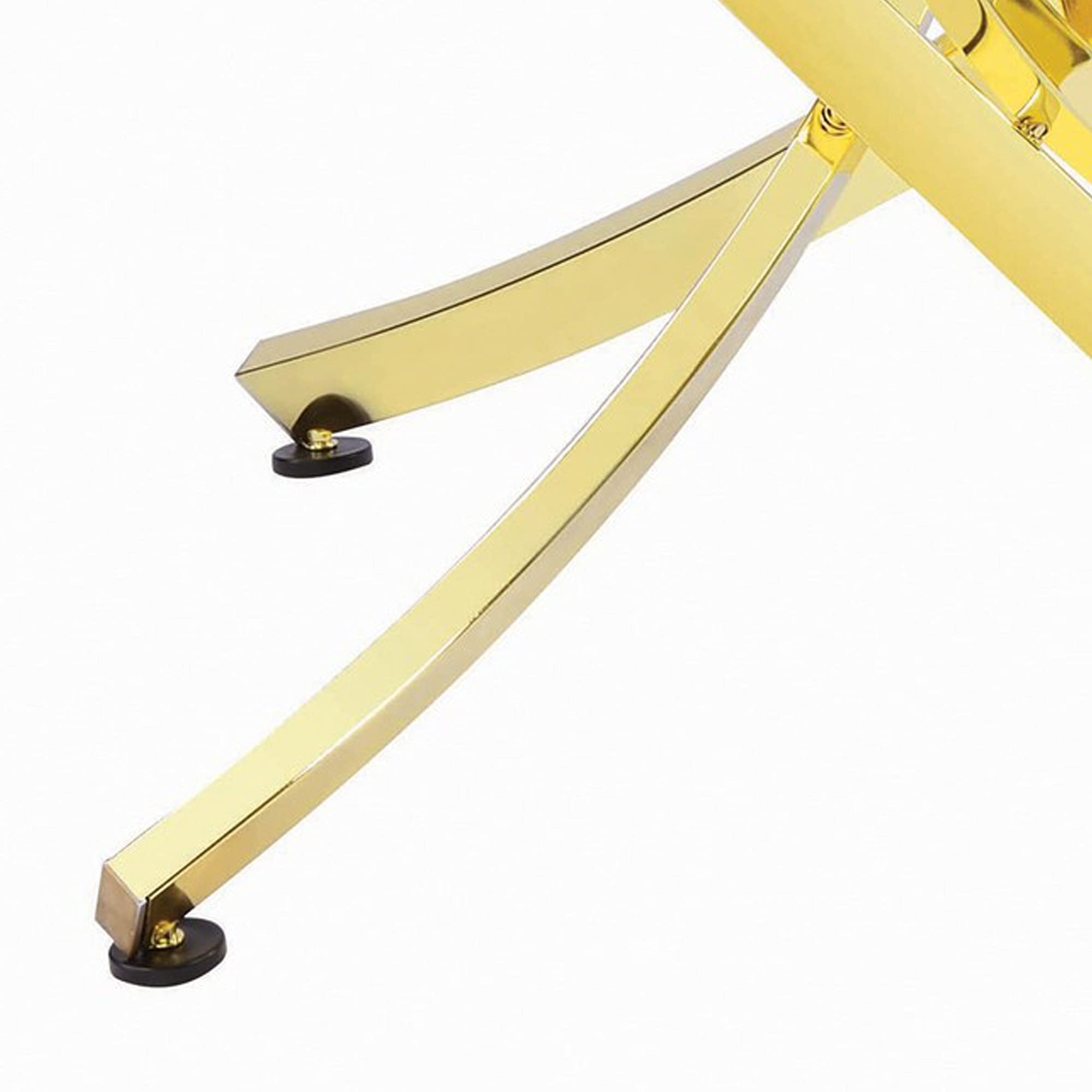 Benjara Modern Dining Table with Tempered Glass Top & Curved Gold Metal Base - Perfect for Small Spaces, Apartments & Contemporary Dining Rooms