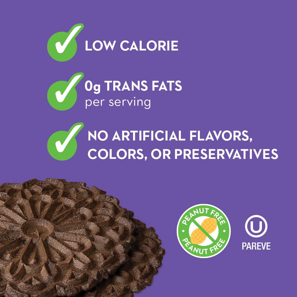 Reko Pizzelle Authentic Italian Waffle Cookies - Chocolate Flavor, 7oz (12-Pack) | Perfect for Holiday Gifts, Coffee Pairing & Dessert Platters