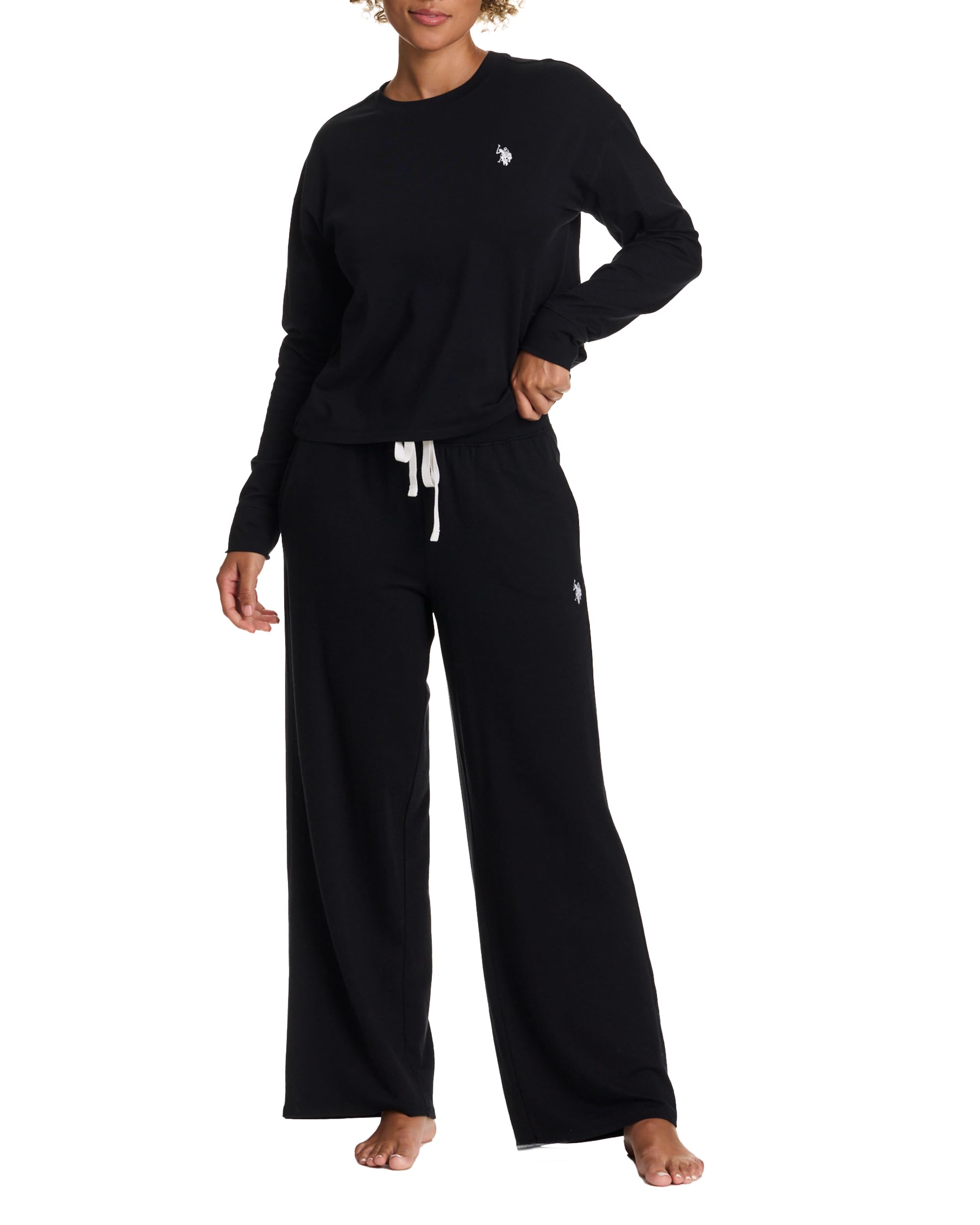 U.S. Polo Assn. Women's Lounge Sets - 2 Piece Tracksuit with Top & Wide Leg Sweatpants | Comfortable Outfit for Home, Travel & Casual Wear