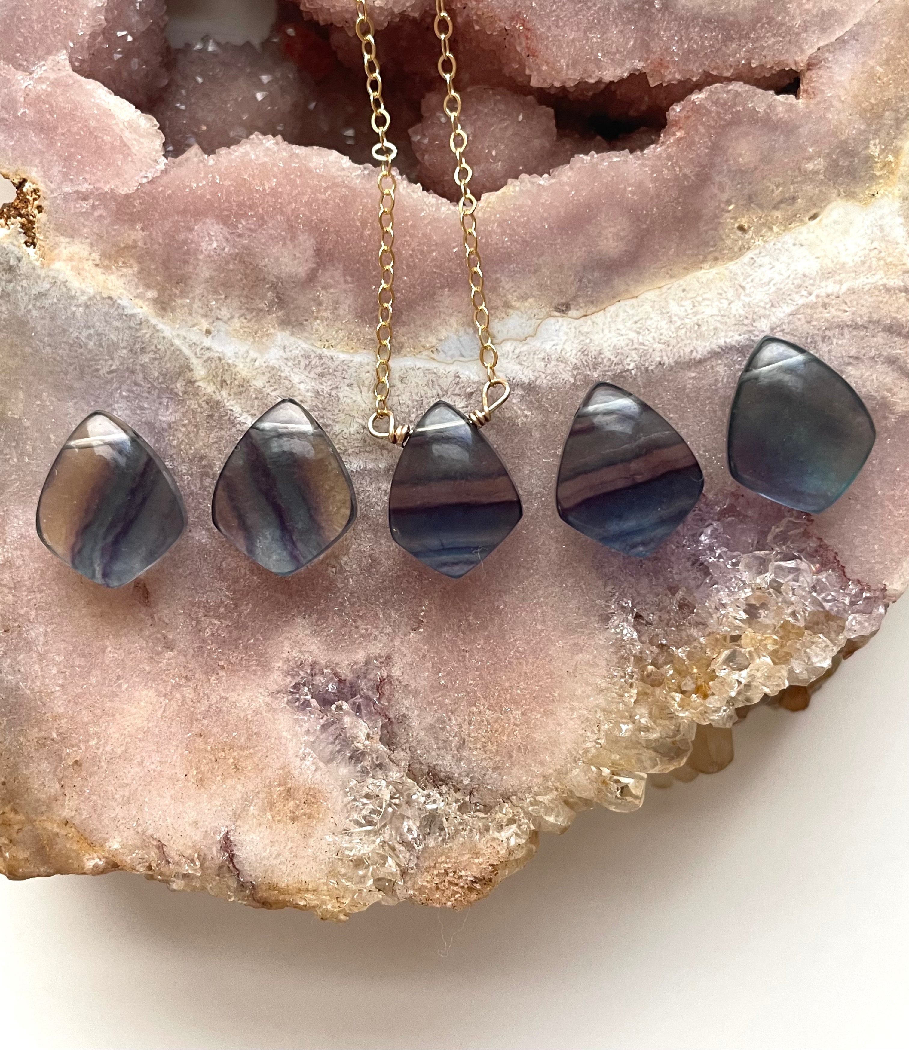 Rainbow Fluorite Pendant Necklace - Healing Crystal Jewelry for Women - Elegant Spiritual Gift for Meditation, Energy Balancing & Chakra Healing
