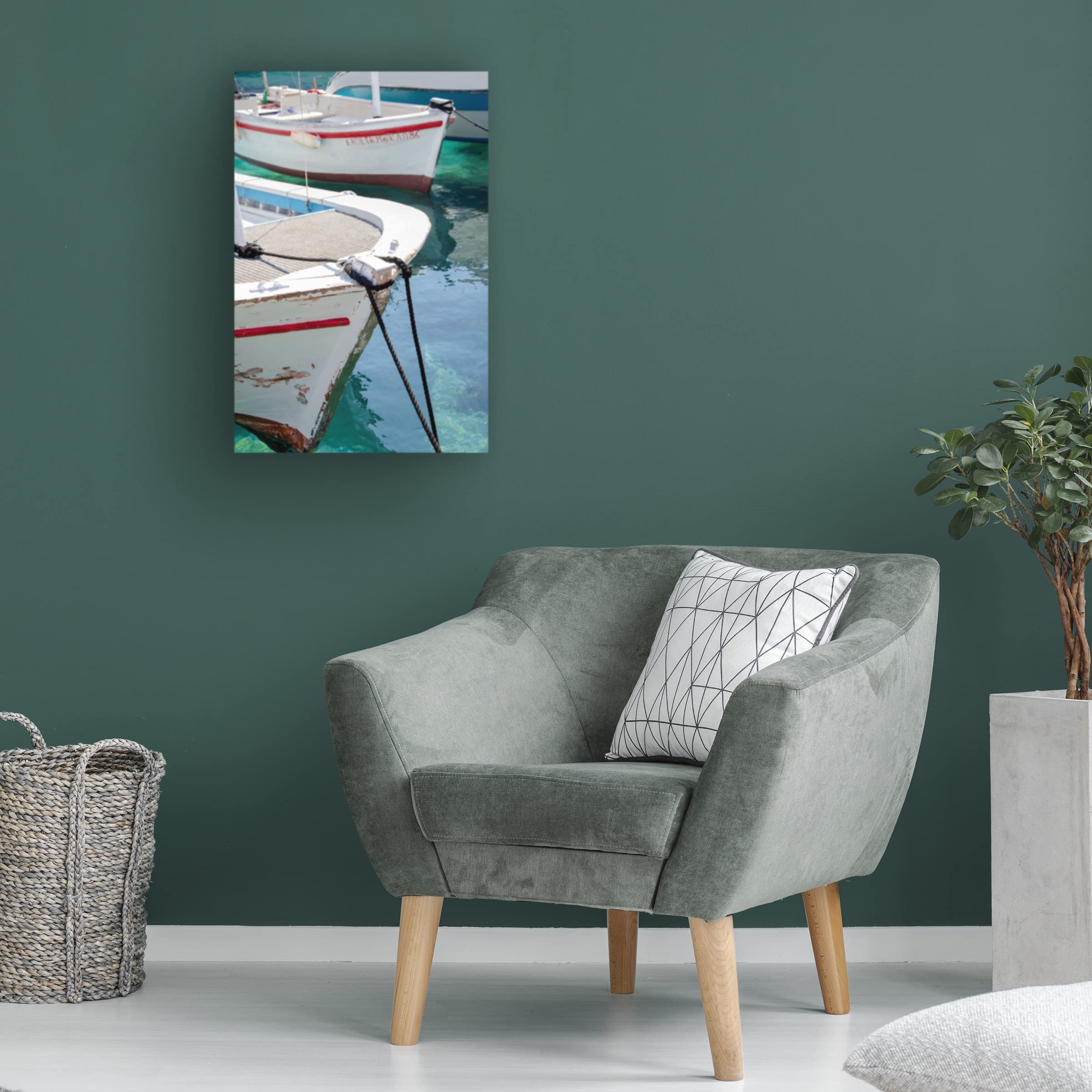 Laura DeNardo 'Workboats of Corfu Greece III' Canvas Wall Art Print - Modern Coastal Decor for Living Room, Bedroom & Office | Trademark Fine Art Collection