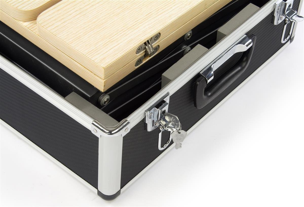 Portable Folding Table with 3 Built-in Literature Pockets & Hard Carry Case - Lightweight Compact Desk for Camping, Picnics, Outdoor Events & Home Office Use