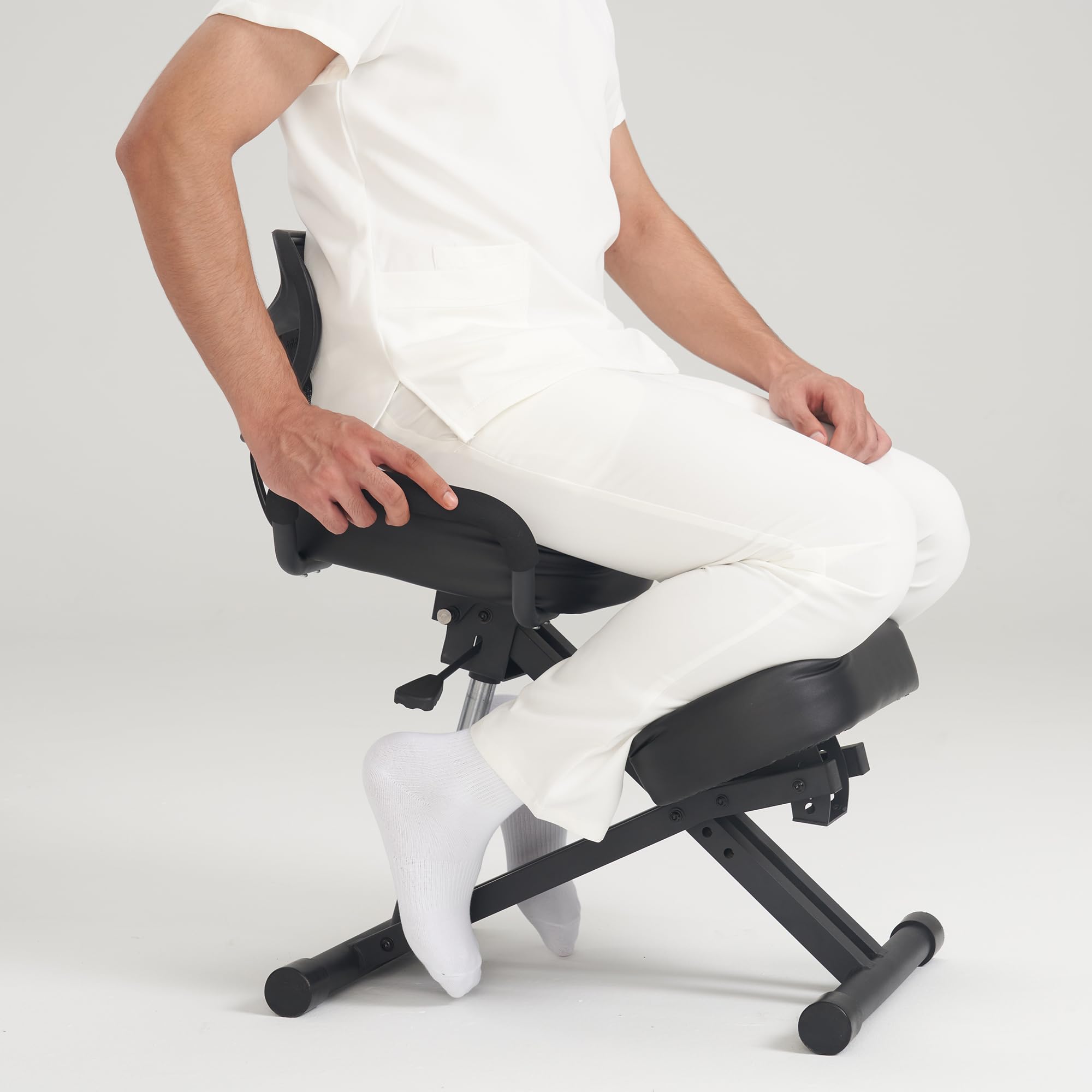 Ergonomic Kneeling Chair with Back Support - Adjustable Posture Correction Stool for Office & Home - Angled Seat Design Improves Spinal Alignment - Perfect for Meditation, Desk Work & Pain Relief