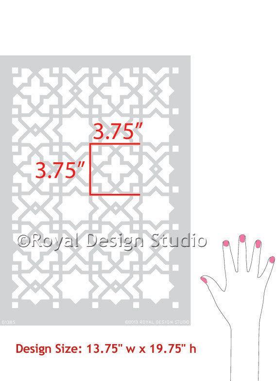 Tangier Lattice Moroccan Furniture Stencil - Authentic Arabic Design Template for DIY Woodworking, Home Decor & Wall Painting Projects | Perfect for Boho, Moroccan & Mediterranean Style Interiors