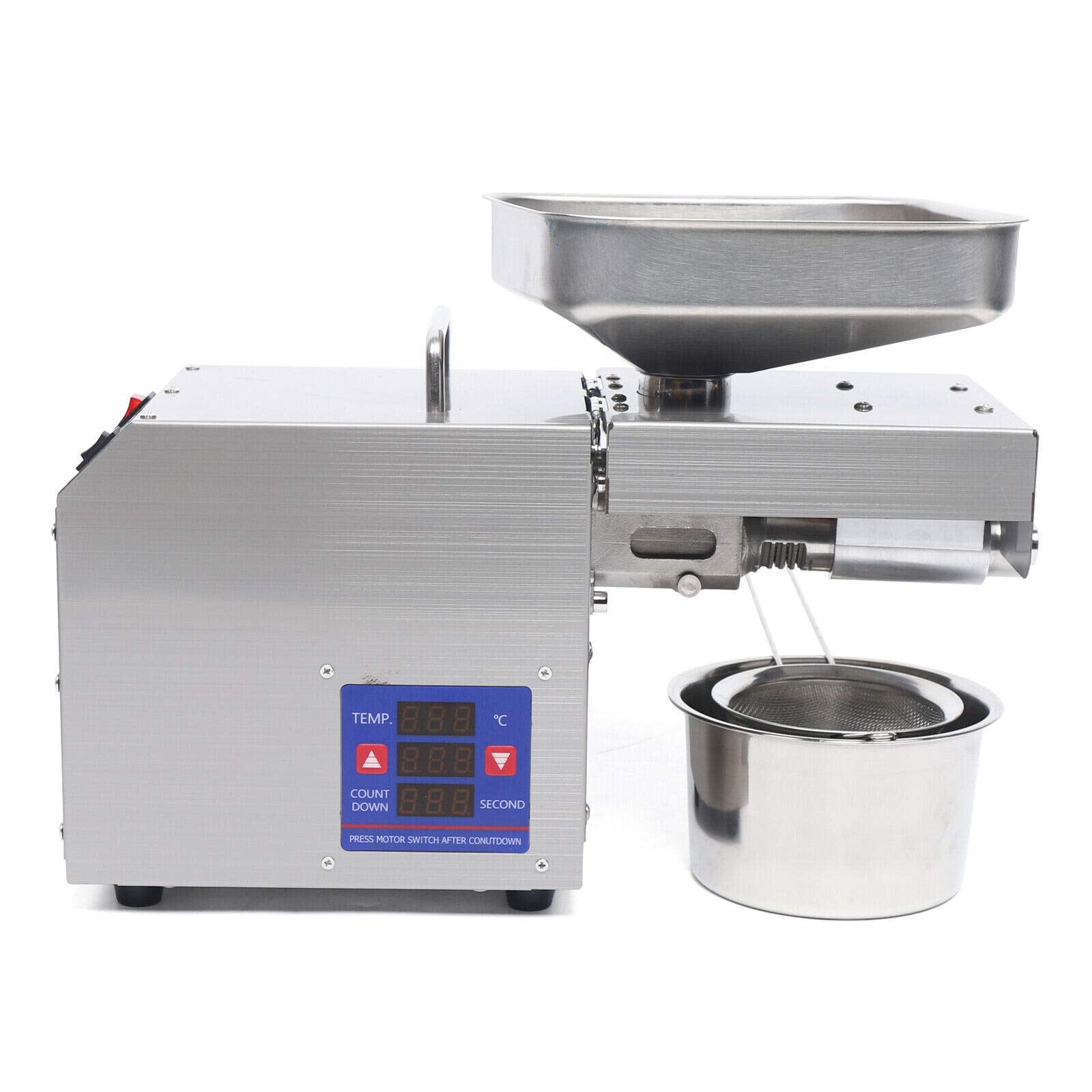 600W Stainless Steel Automatic Oil Press Machine - Digital Temperature Control, High Oil Extraction, 110V Commercial Grade - Perfect for Home & Commercial Use, Making Olive, Peanut, and Sunflower Oil