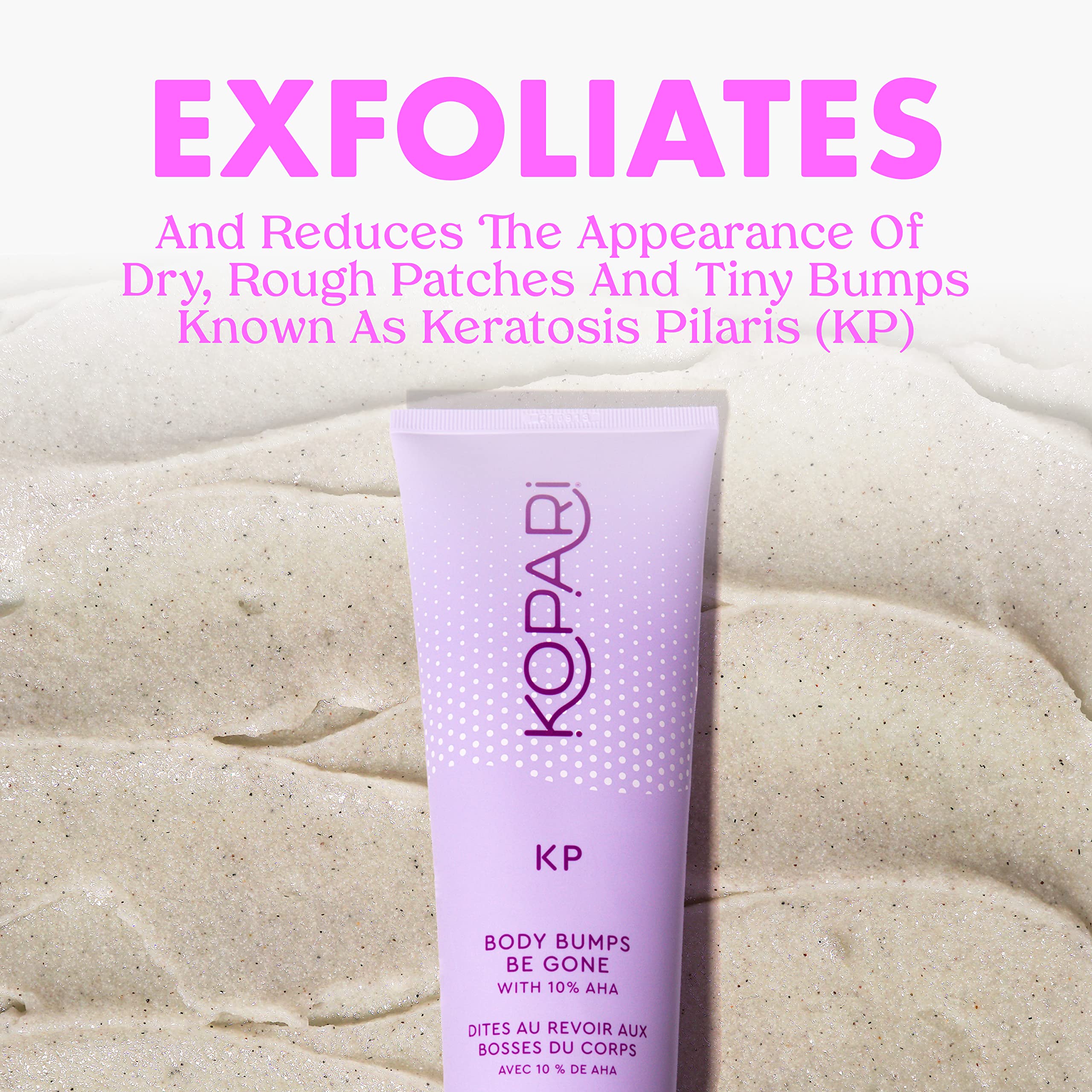 Kopari KP Body Bumps Be Gone Exfoliating Body Scrub with 10% AHA – Smooth Skin, Reduce Bumps, Decongest Pores, Clarifying & Gentle Exfoliation | 2 oz | Perfect for Keratosis Pilaris Treatment & Daily Body Care