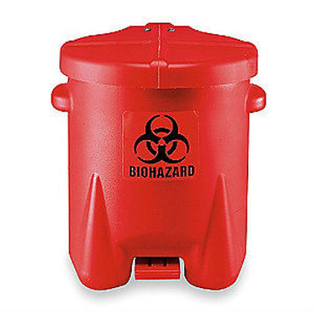 10 Gallon Red Poly Biohazard Waste Container - Leak-Proof & Durable for Medical, Laboratory & Clinical Use