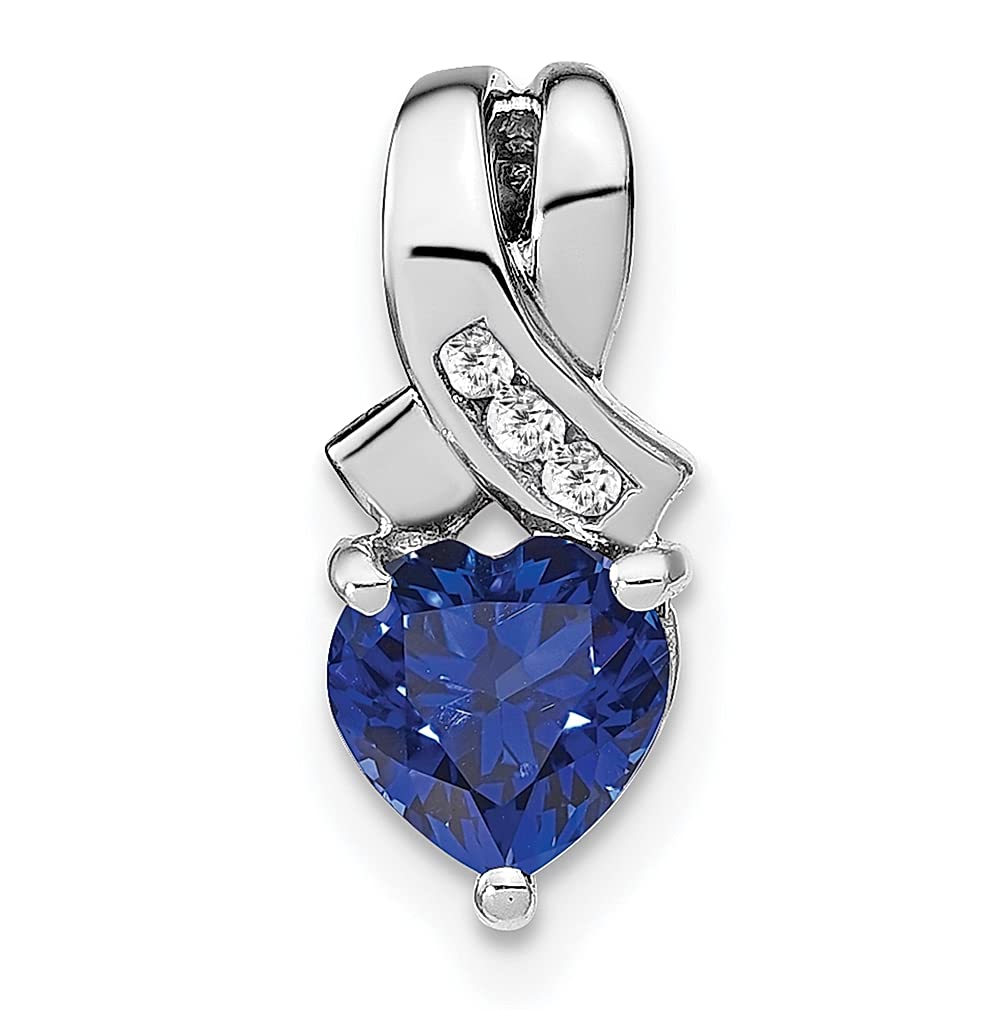 925 Sterling Silver Created Sapphire & Diamond Pendant Necklace - September Birthstone Jewelry for Women | Elegant Gift for Her, Perfect for Birthdays, Anniversaries & Special Occasions