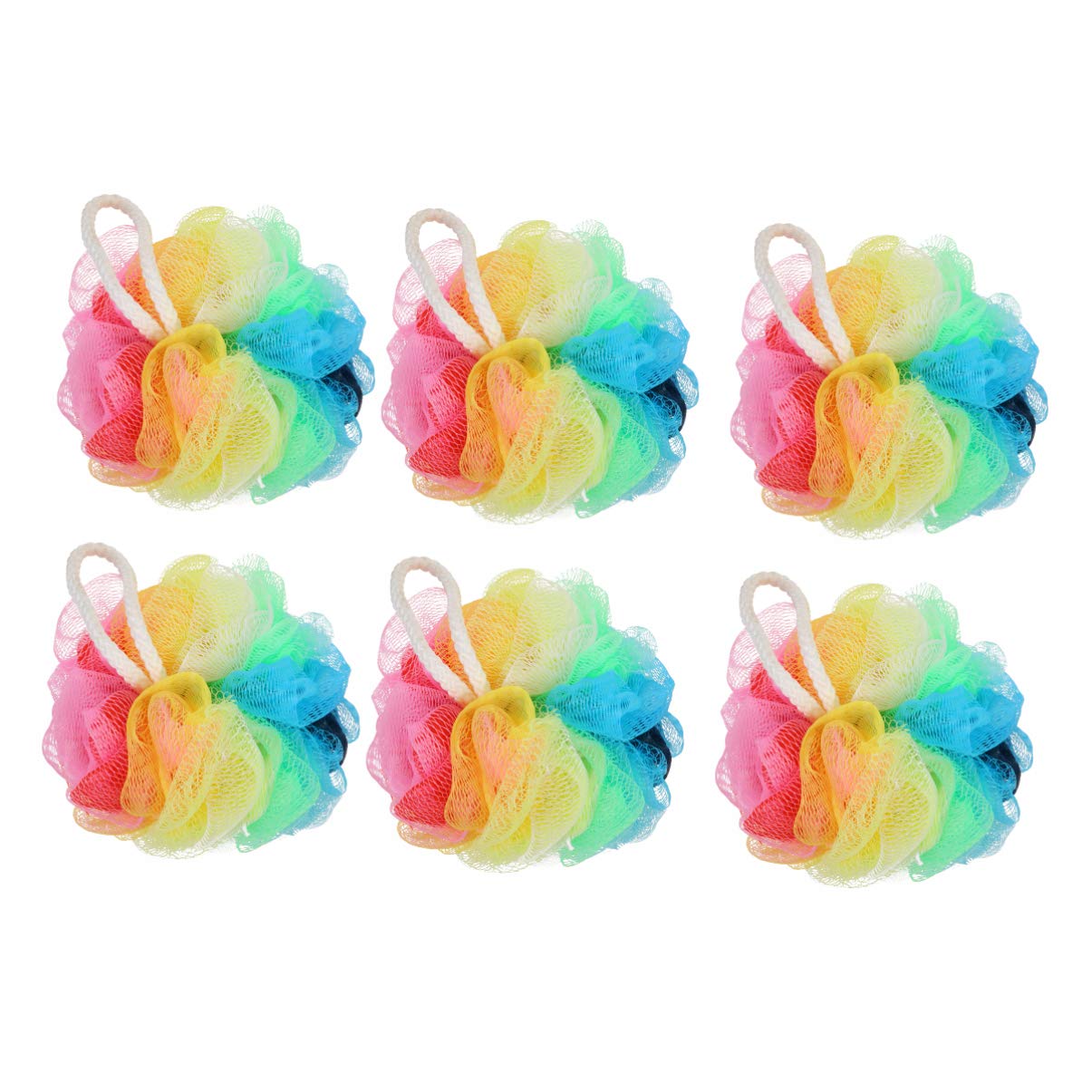 Exfoliating Loofah Sponges for Face & Body - 6 Pack Bath Sponge Balls, Mesh Shower Pouf, Bubble Making Scrubber for Men & Women - Spa, Shower & Bathroom Accessories - Perfect for Exfoliation & Relaxation