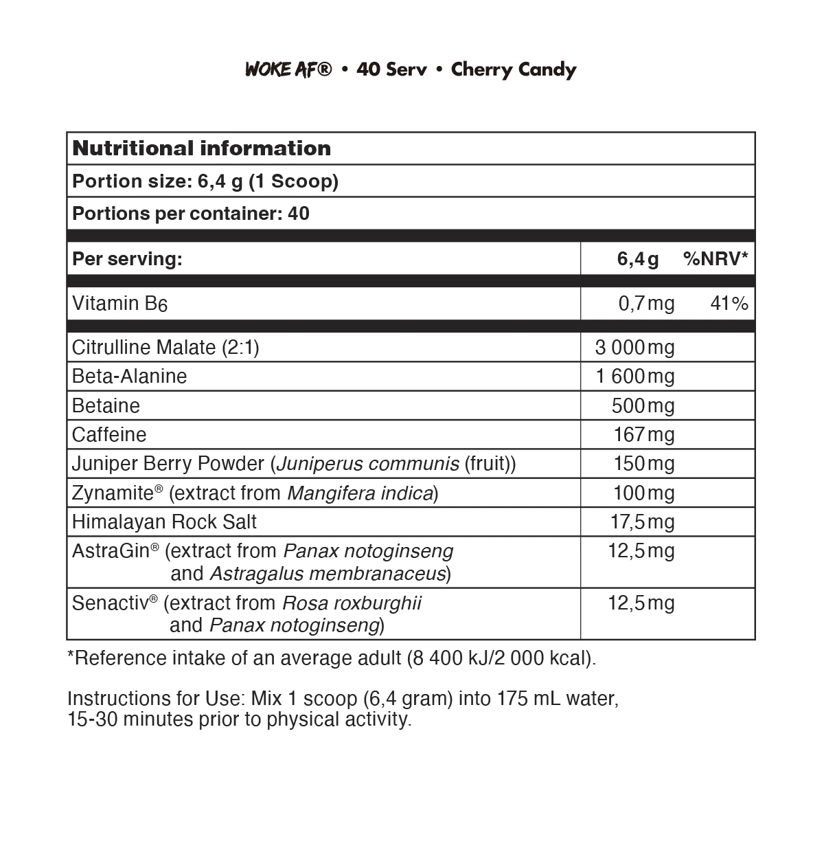 Bucked Up Woke AF 260g Pre-Workout Powder - Energy & Focus Booster for Gym, Fitness & Bodybuilding | Vegan & Keto Friendly Supplement