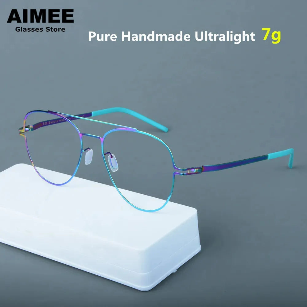 Aimee Unisex Full Rim Round Double Bridge Steel Eyeglasses 14657 | Stylish Lightweight Metal Frame Glasses for Men & Women | Perfect for Reading, Work, and Everyday Fashion