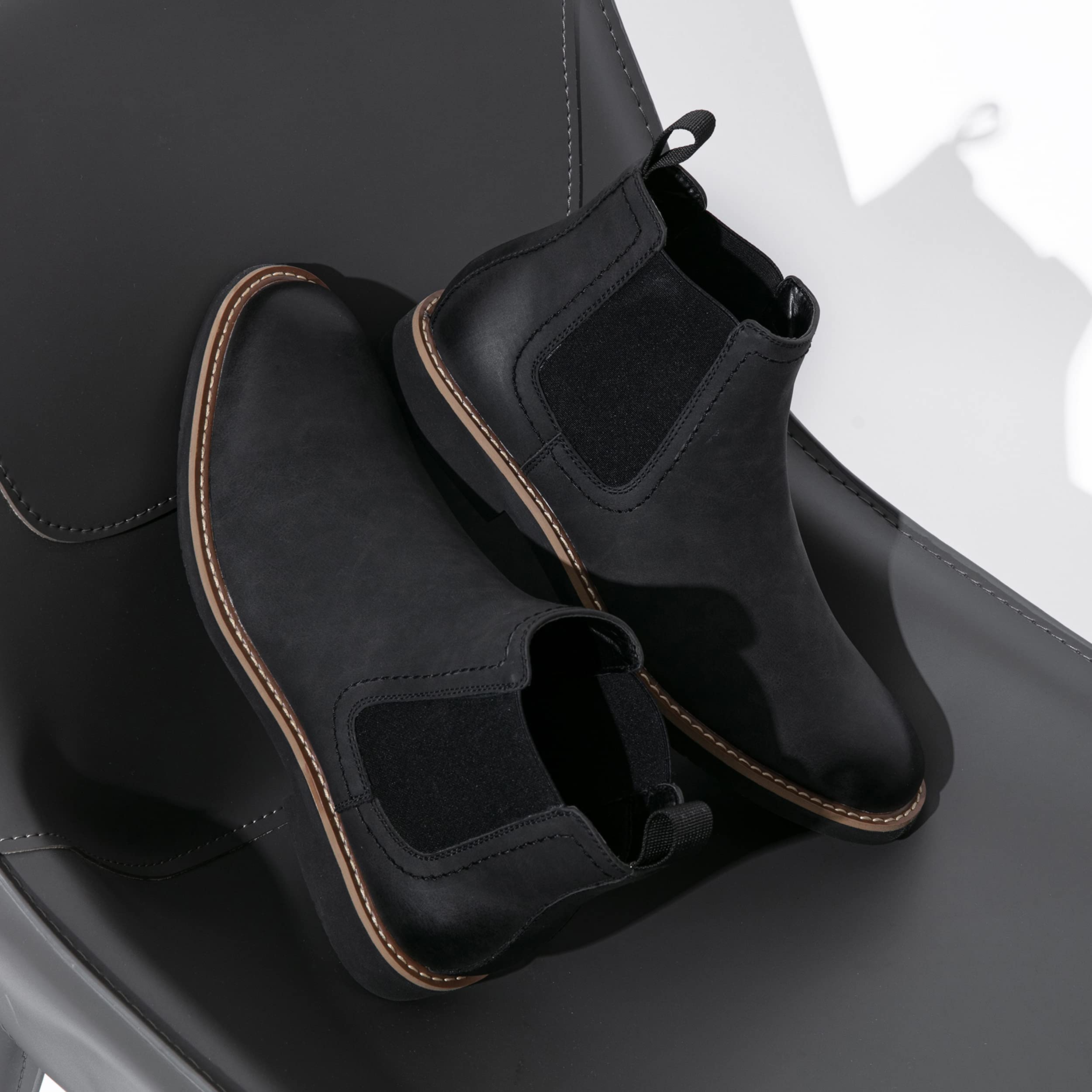 Vostey Men's Chelsea Boots - Classic Black Slip-On Ankle Dress Boots for Casual & Formal Wear | Perfect for Office, Date Night & Everyday Style