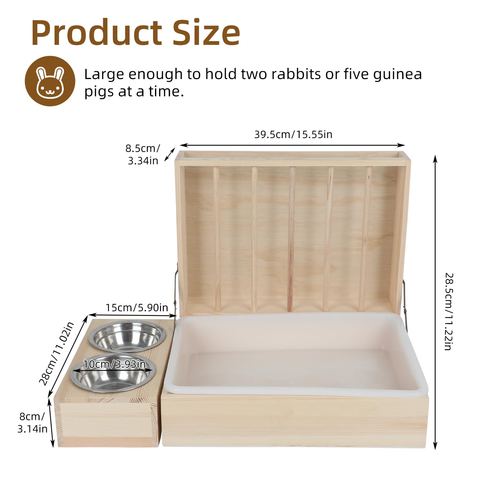 4 in 1 Rabbit Hay Feeder with 500ml Water Bottle, Food Bowl & Litter Box - Foldable Small Pet Cage Accessories for Clean & Healthy Habitat - Perfect for Indoor Bunny Cages, Hutch Enrichment, and Small Animal Care