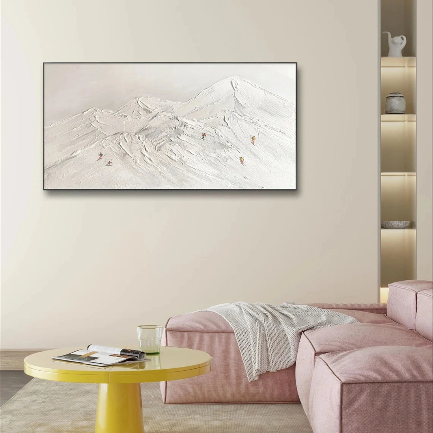 SP044 Textured Skiing Sport Art Painting Canvas - Perfect for Home Decor, Office Wall Art & Winter Sports Enthusiasts