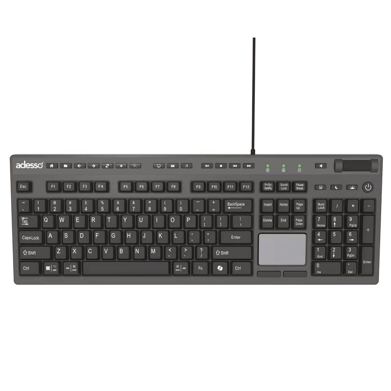 Adesso CyberTouch Wireless Desktop Keyboard with Built-in Touchpad - Black | Ergonomic Design for Home, Office & Gaming Use