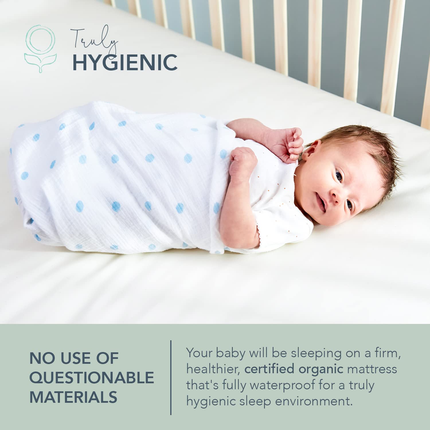 Naturepedic Organic Baby Crib Mattress - 2-Stage Lightweight Waterproof Non-Toxic Infant & Toddler Mattress (52