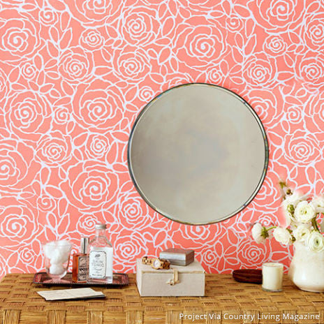Rockin' Roses Damask Wall Stencil - Reusable DIY Painting Template for Home Decor, Bedroom & Nursery Accent Walls - Perfect for Wall Art, Furniture Upcycling and Craft Projects