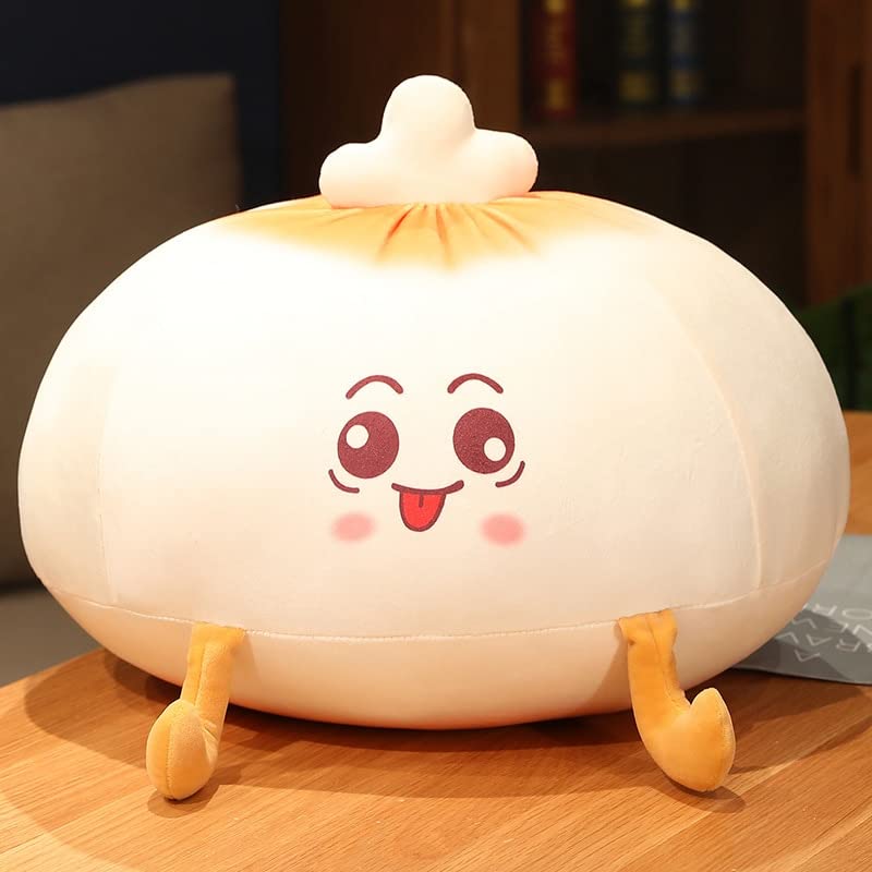 Adorable Kawaii Fried Baozi Plush Pillow - Soft Stuffed Food Cushion, Cute Cartoon Doll Sofa Pillow (30cm with Holes, Round Eyes) - Perfect for Home Decor, Bedroom Accent, Anime Lover Gift & Cozy Comfort