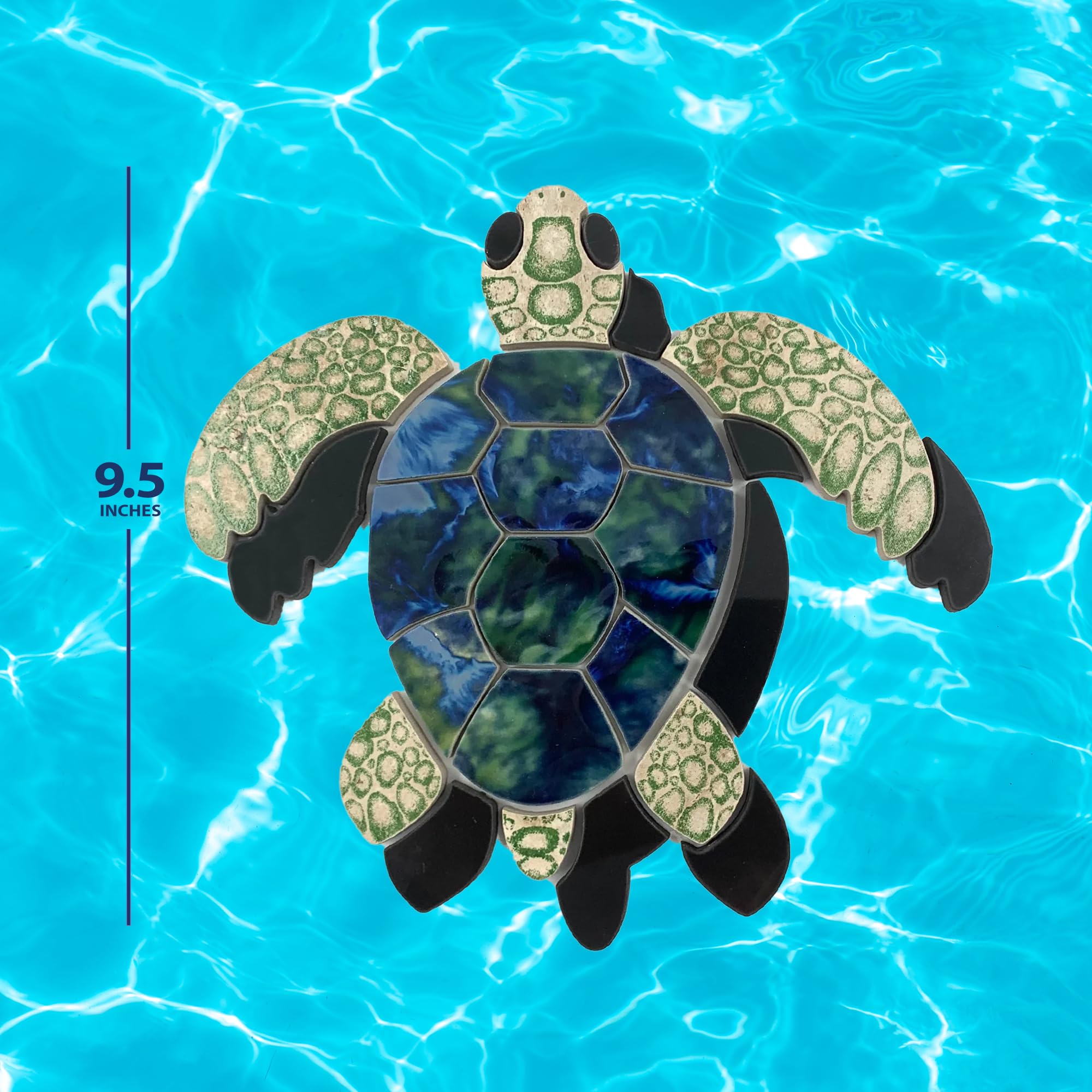 Custom Green Sea Turtle Porcelain Pool Mosaic Tile - 9.5