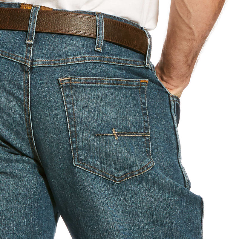 Ariat Men's Rebar M4 Relaxed Fit DuraStretch Boot Cut Jeans - Carbine Wash | Comfortable Work & Casual Denim Pants for Ranch, Riding & Everyday Wear