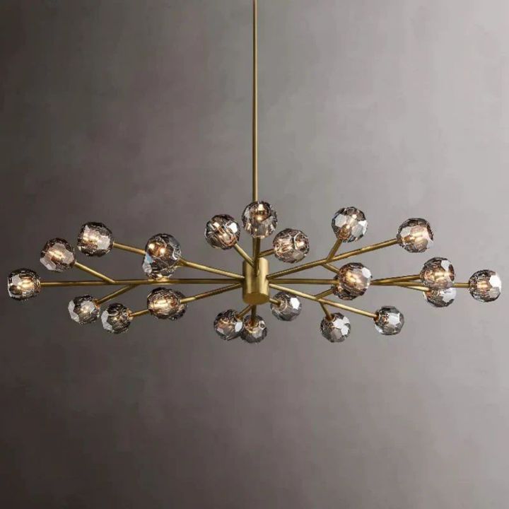 Elegant Crysball Glass Oval Chandelier - 72 Inch Modern Crystal Ceiling Light Fixture for Dining Room, Living Room, or Bedroom Lighting Decor