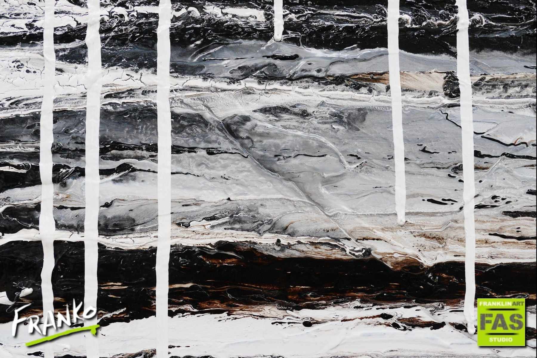 160cm x 60cm White Black Abstract Jazz Painting - Modern Wall Art for Living Room, Bedroom & Office Decor