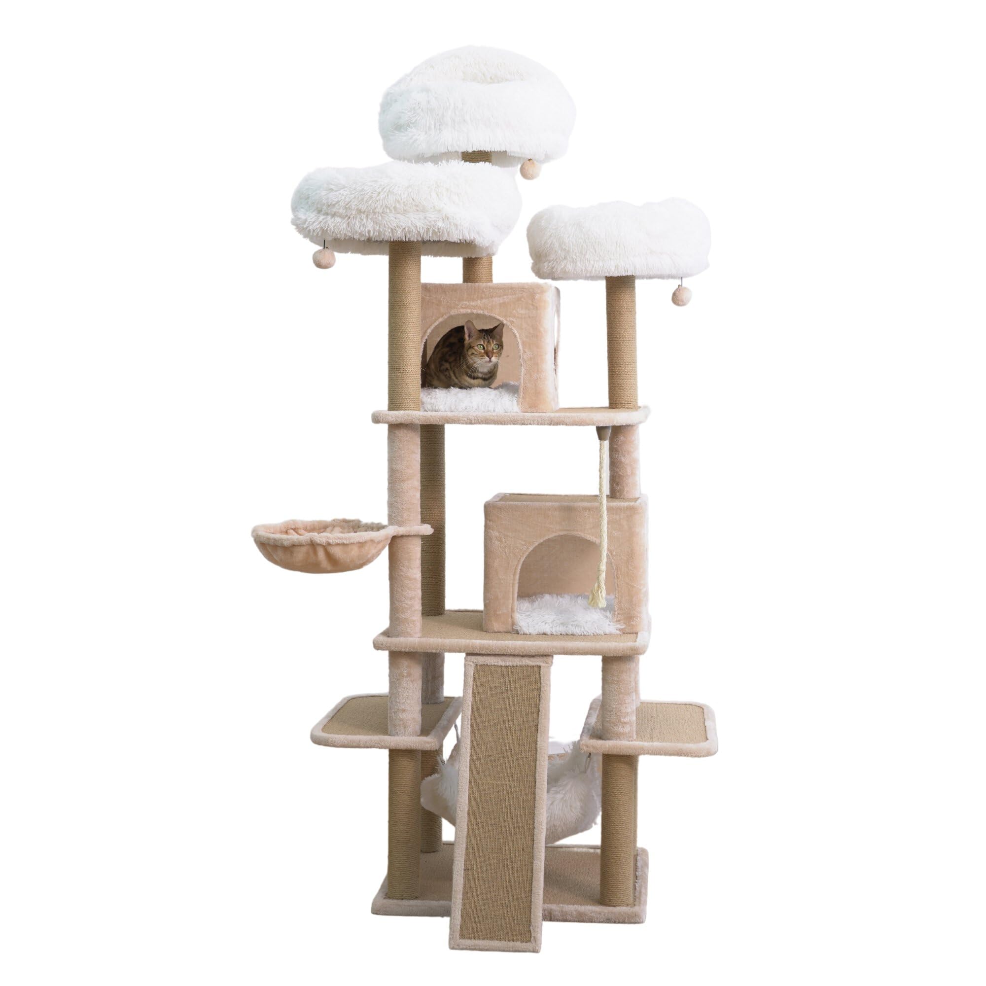 Catry Castle Cat Tree - Multi-Level Cat Tower with Hammock, Scratching Post & Toys | Durable Cat Furniture for Indoor Play | Easy Assembly for Home, Office & Pet Stores