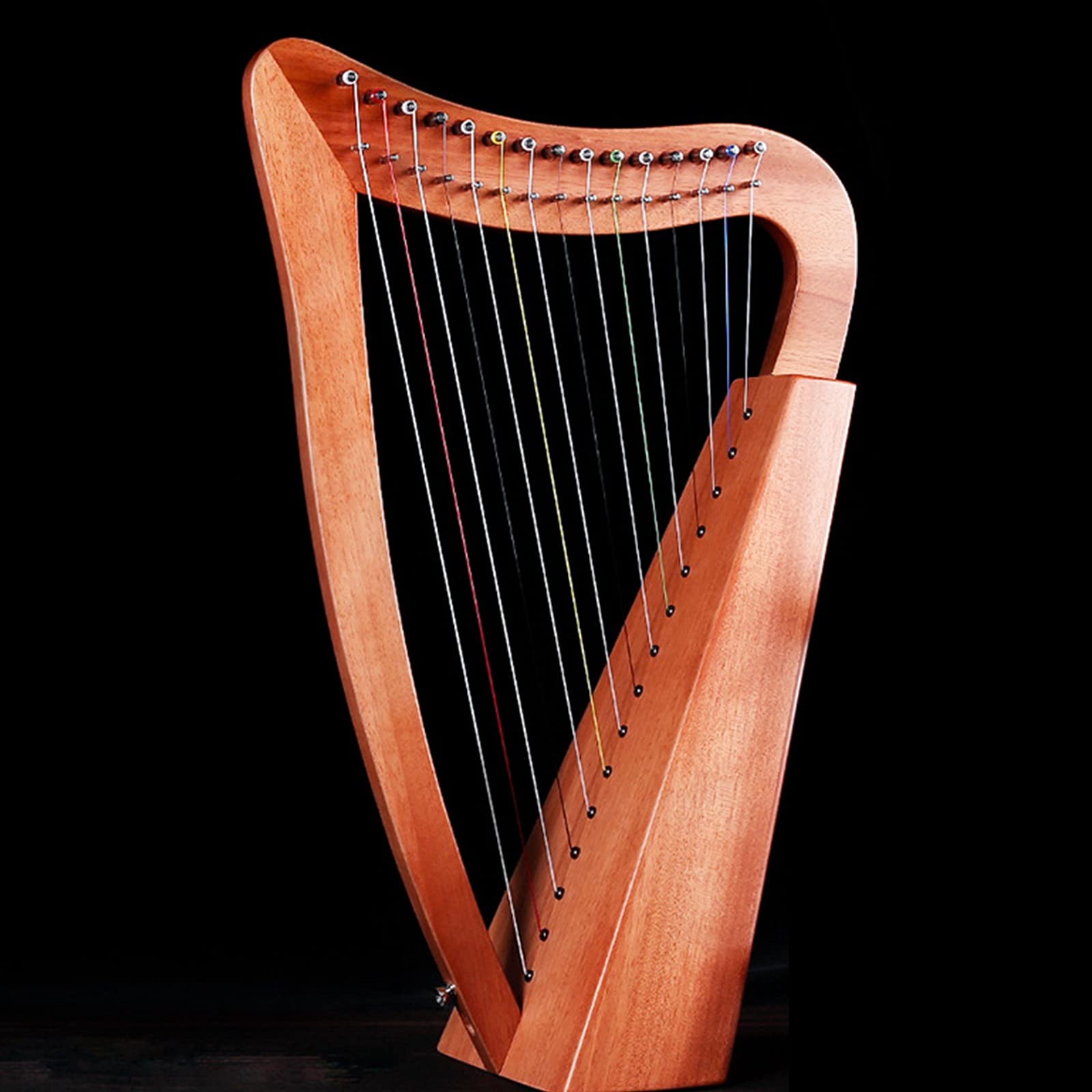 15-String Lyre Harp Mahogany Wooden Harp with Nylon Strings - Perfect for Adults, Kids & Beginners - Includes Tuning Wrench & Carry Bag - Ideal for Home Practice, Gifts & Music Therapy (Color: Natural Wood)
