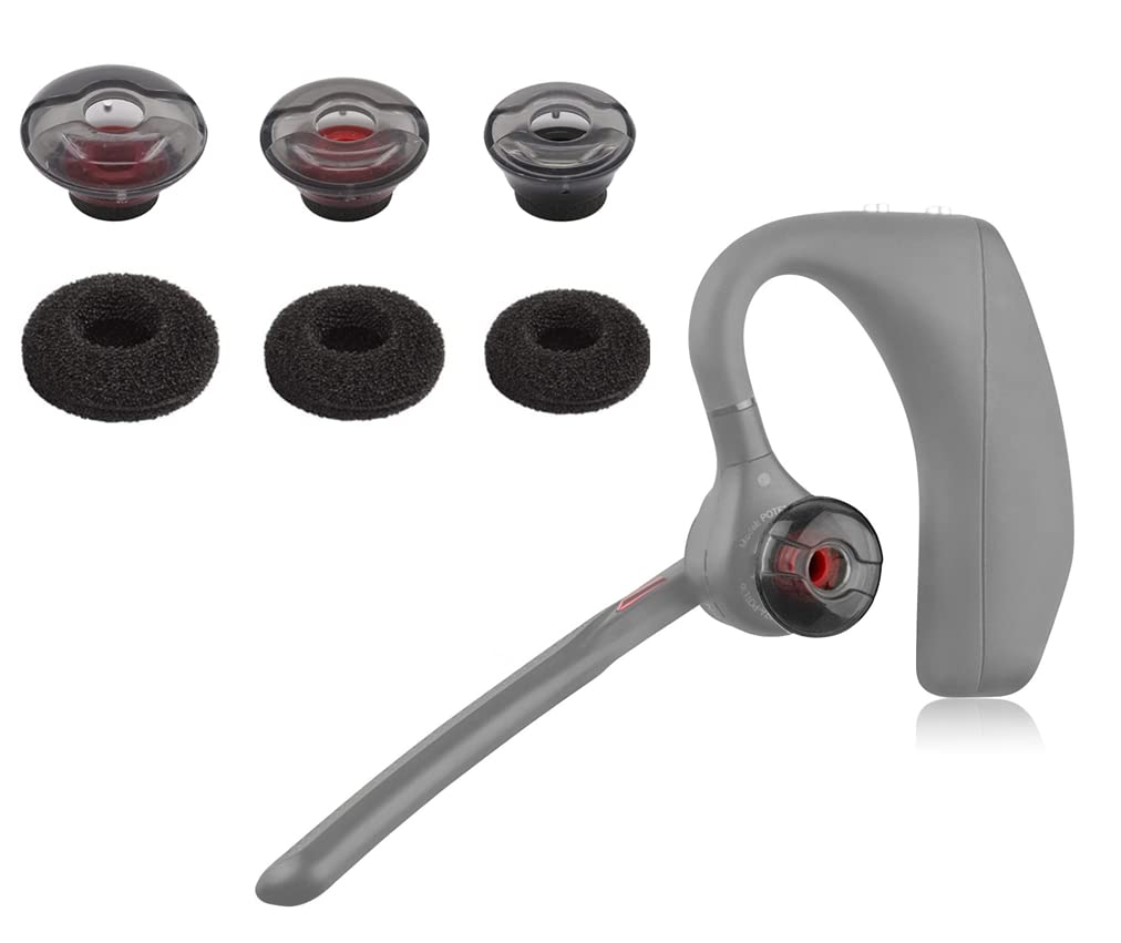 Zotech Replacement Earbud Tips Set - 3 Pairs Gel Ear Tips & 3 Pairs Foam Covers (S/M/L) Compatible with Plantronics Voyager 5200 5220 5210 Wireless Bluetooth Headset - Perfect for Office Calls, Commuting & Workouts