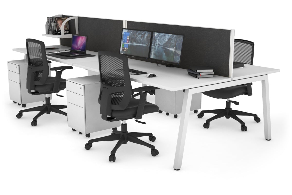 Quadro 4-Person Office Workstation Desk - 1600L x 700W Dimensions - Perfect for Team Collaboration, Open Office Spaces & Shared Workstations