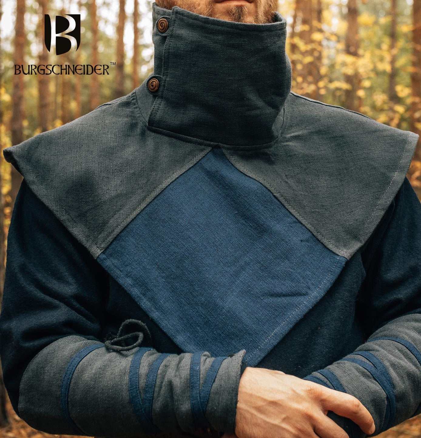Premium Viking Collar Vaskur in Grey Blue - Authentic Norse Style Dog Collar for Large Breeds - Perfect for Cosplay, LARP, and Historical Reenactments