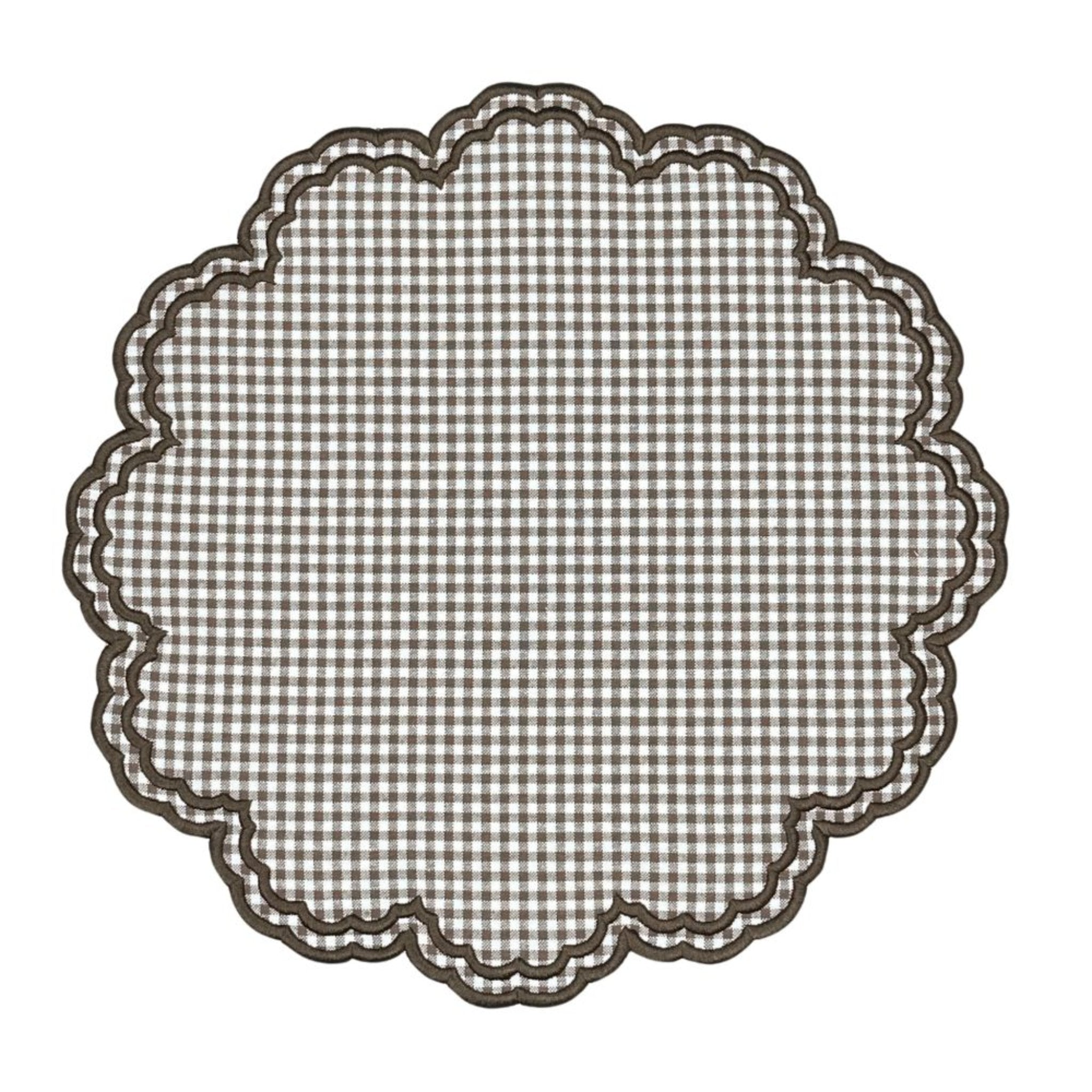 Bettina Placemat Set of 4 - Cocoa Gingham Cotton Table Mats for Dining, Kitchen & Picnic - Waterproof & Heat Resistant Placemats for Everyday Use & Entertaining