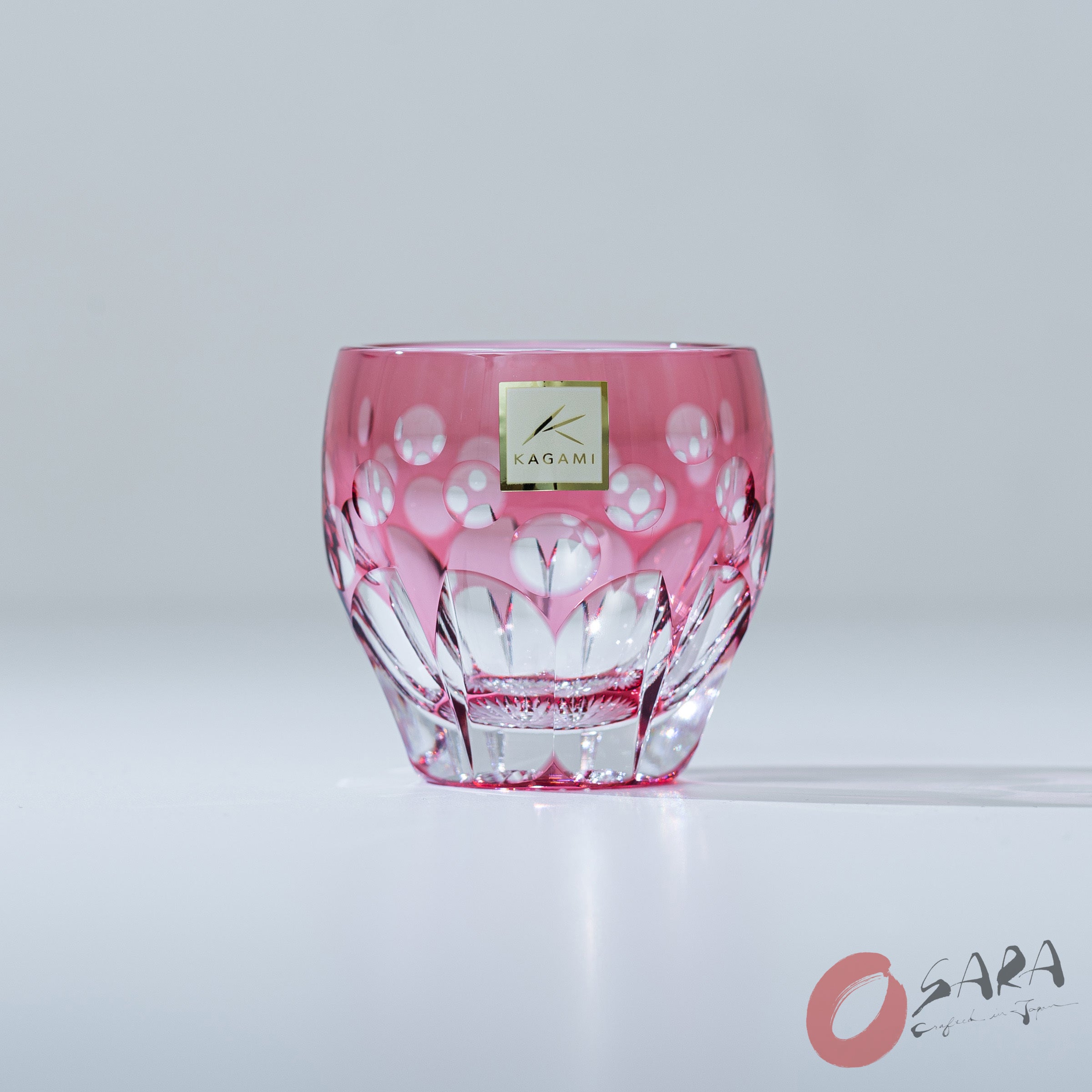 Premium KAGAMI Crystal Sake Glass Set - Cherry Blossom Design - Elegant Japanese Drinking Cups for Sake, Wine & Cocktails - Perfect for Dinner Parties, Gift Giving & Home Bar Decor
