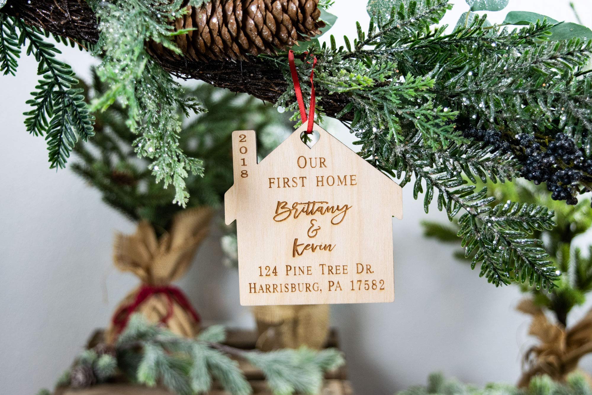 Personalized Our First Home Ornament - New House Gift for 2020, Real Estate Closing Gift, Custom Housewarming Present with Address - Perfect for New Homeowners & Housewarming Parties