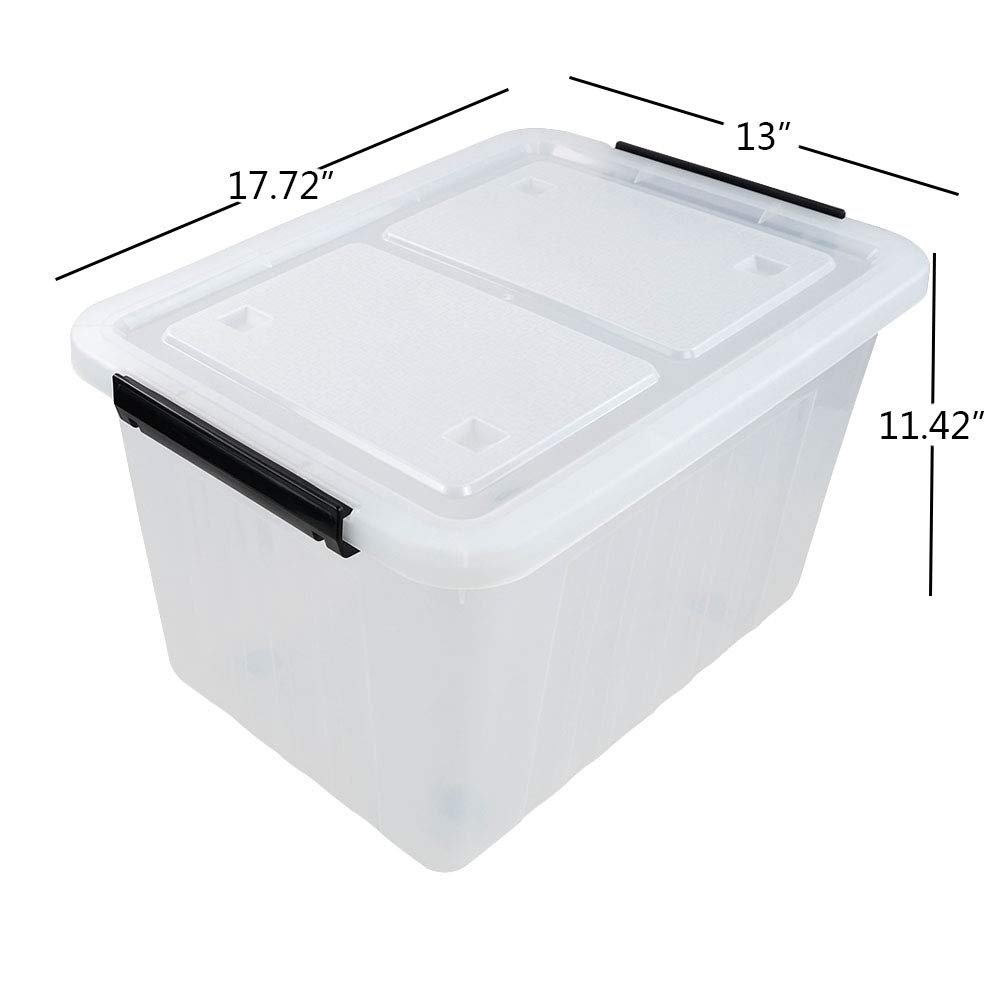 35 Quart Plastic Storage Bin with Wheels - 4 Pack Latching Storage Boxes for Home Organization, Garage, Closet & Moving Supplies - Durable Stackable Containers for Easy Storage & Transport