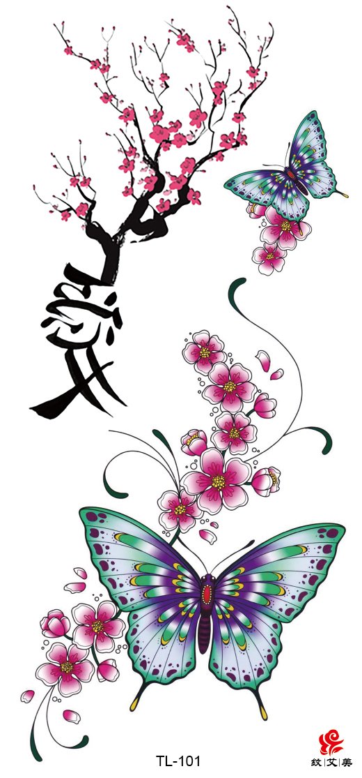Flower Butterfly Temporary Tattoo - Waterproof Fake Body Jewelry for Women - Perfect for Festivals, Bachelorette Parties & Summer Beach Looks