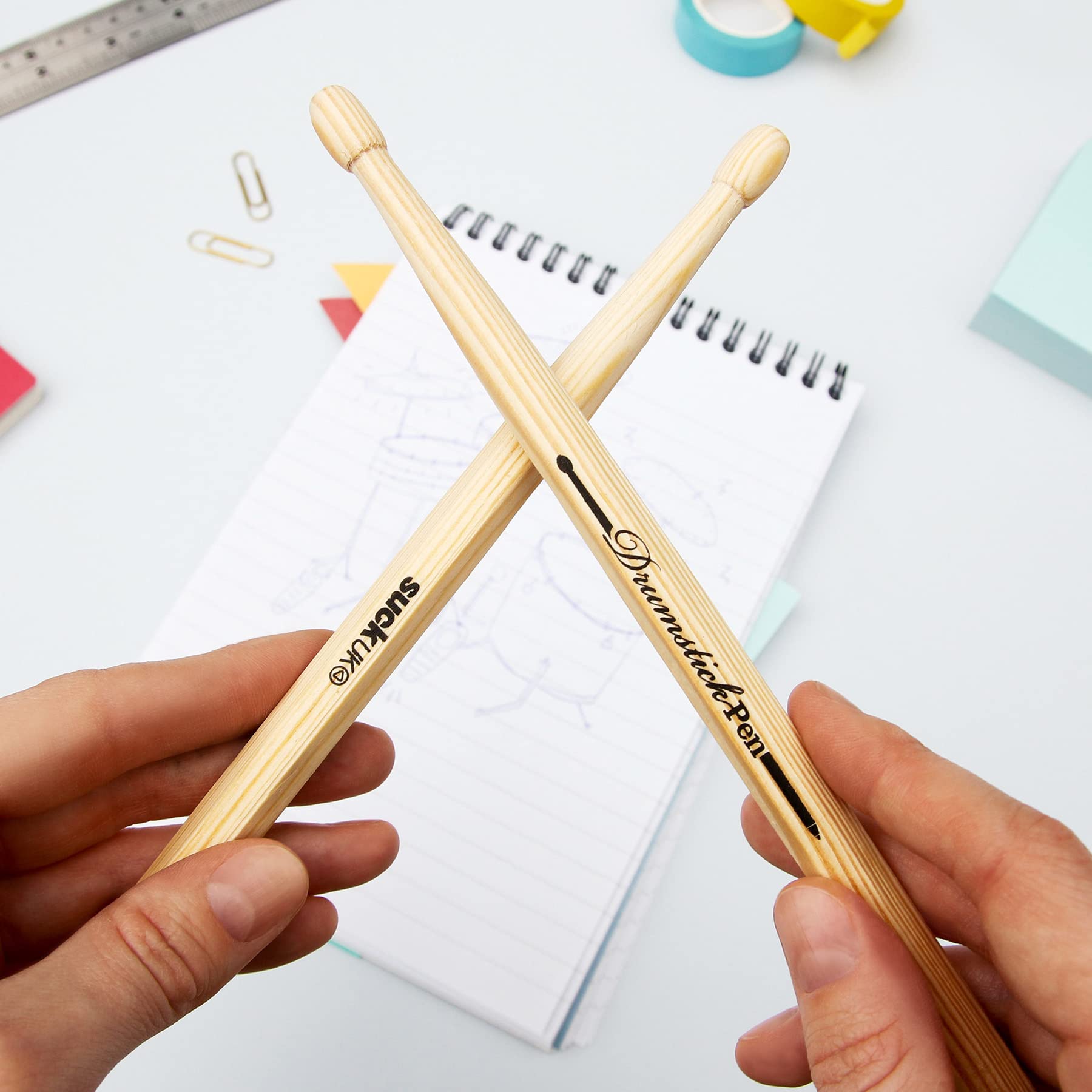 Suck UK Drumstick Ballpoint Pens - Blue, Fun Music Themed Writing Instrument for Office, School & Gifts for Drummers - Perfect for Musicians, Students & Creative Professionals